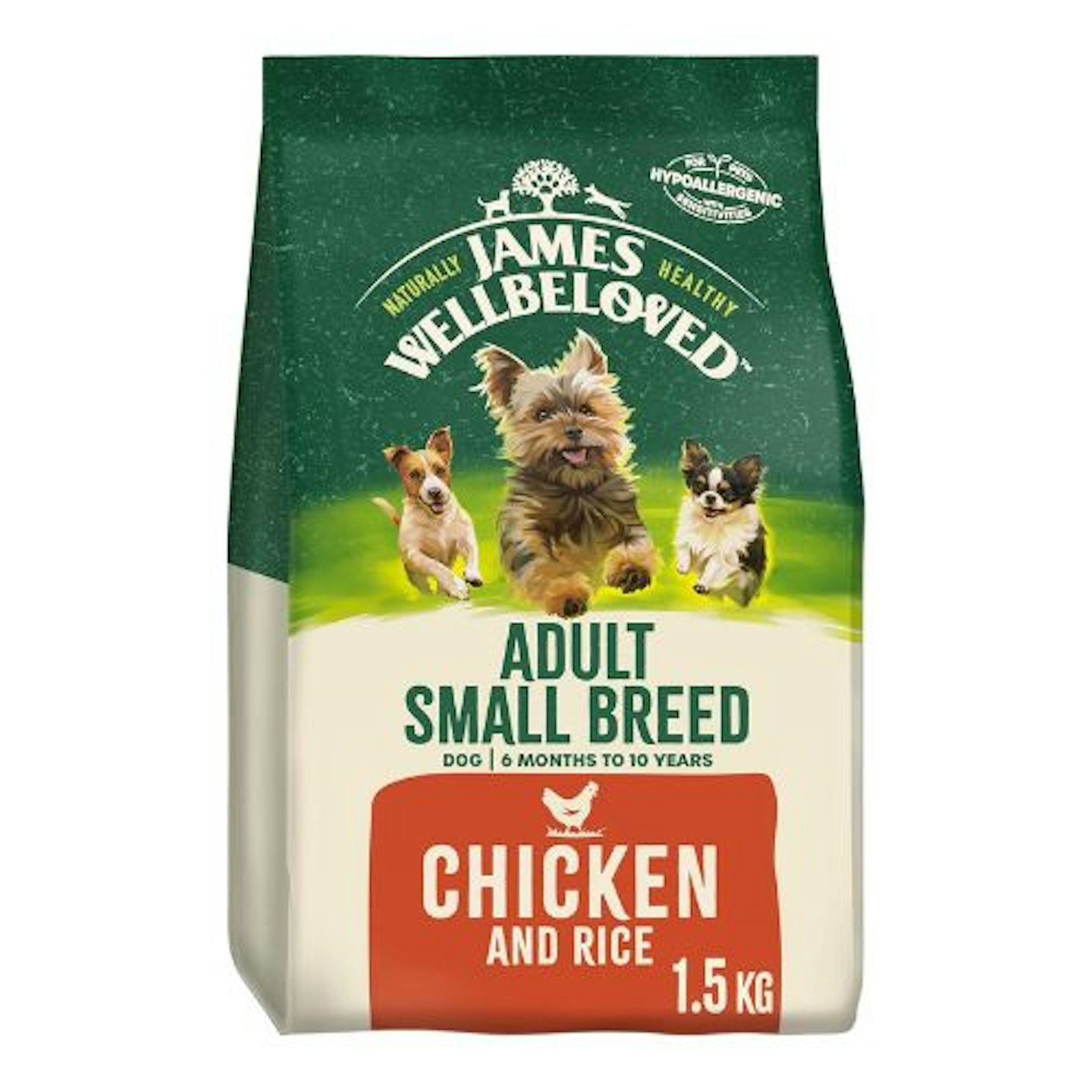 James Wellbeloved Adult Small Breed Chicken and Rice 1.5 kg Bag, Hypoallergenic Dry Dog Food