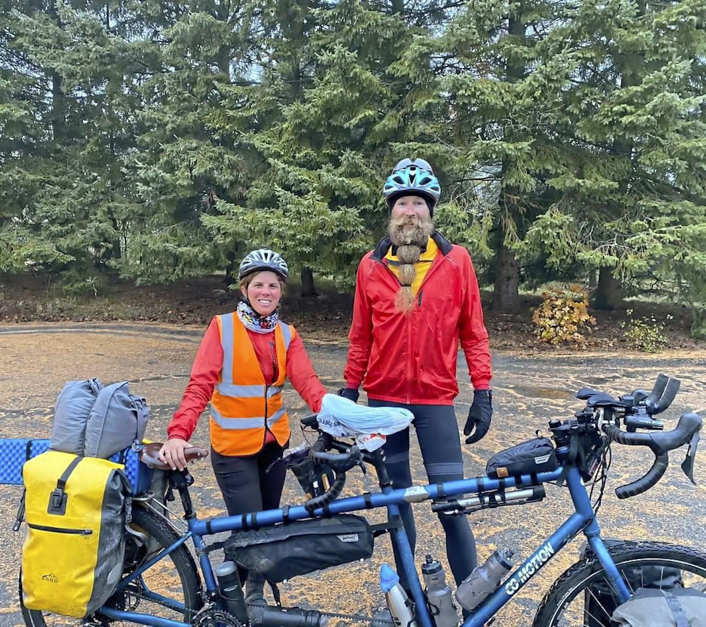 Couple ride a tandem bike round the world