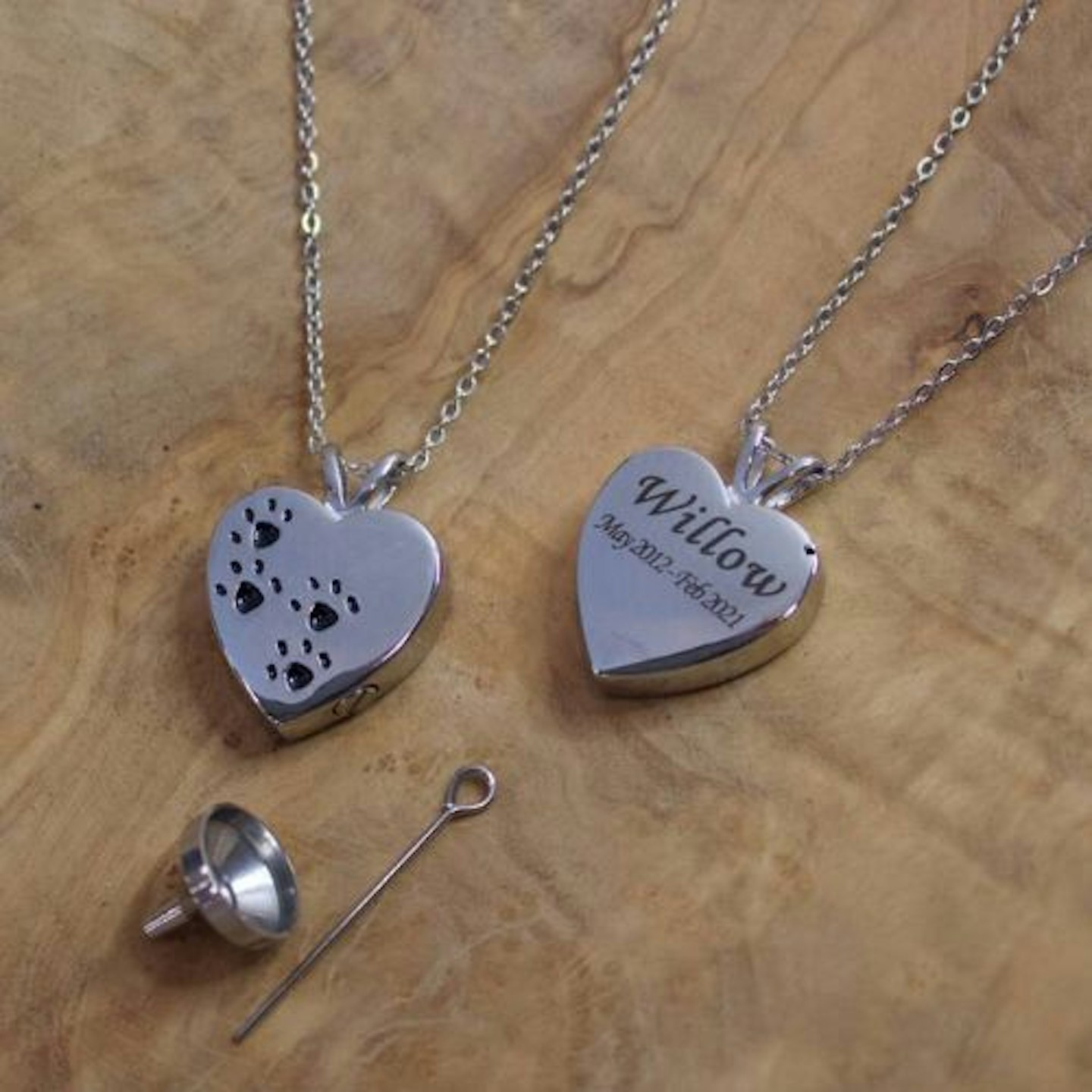 Personalised Heart Pet Urn Ashes Necklace