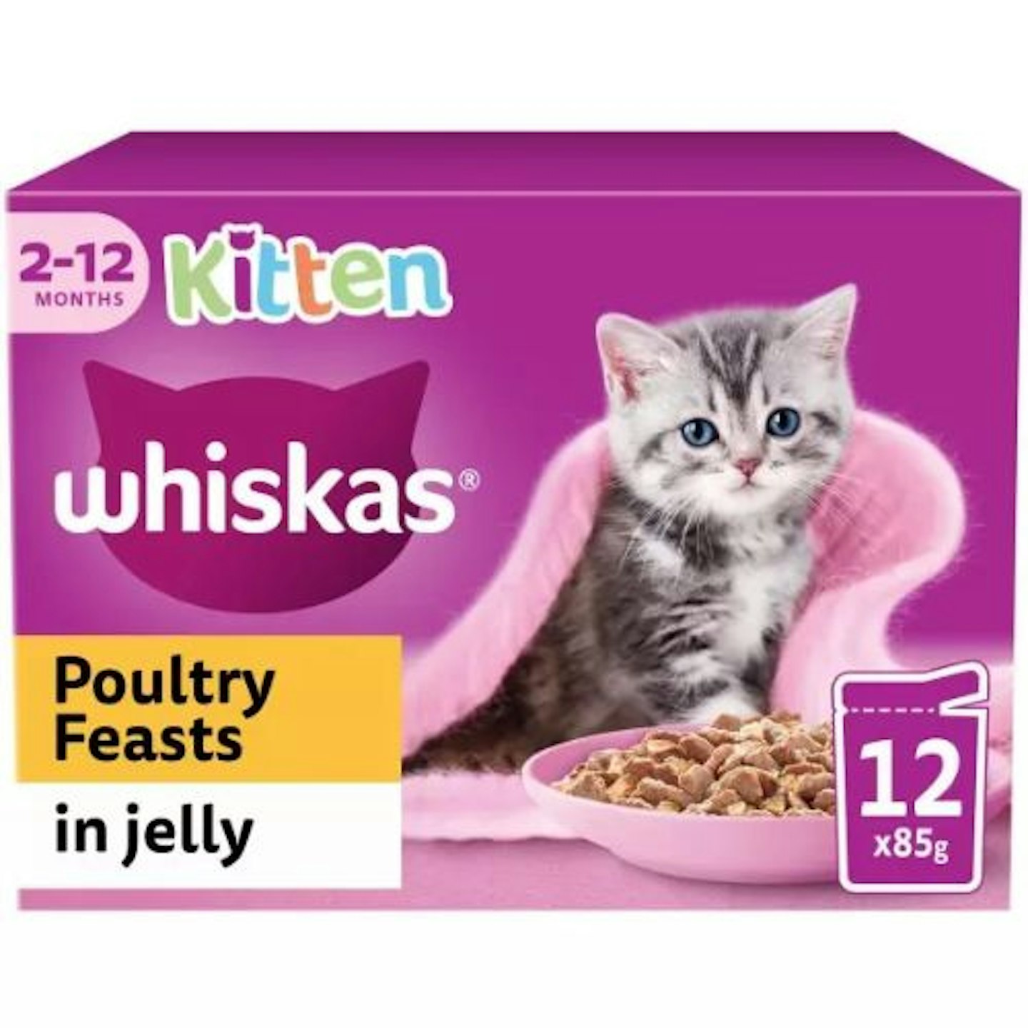 Whiskas Kitten Poultry in Jelly Wet Cat Food Pouches 12 x 85g