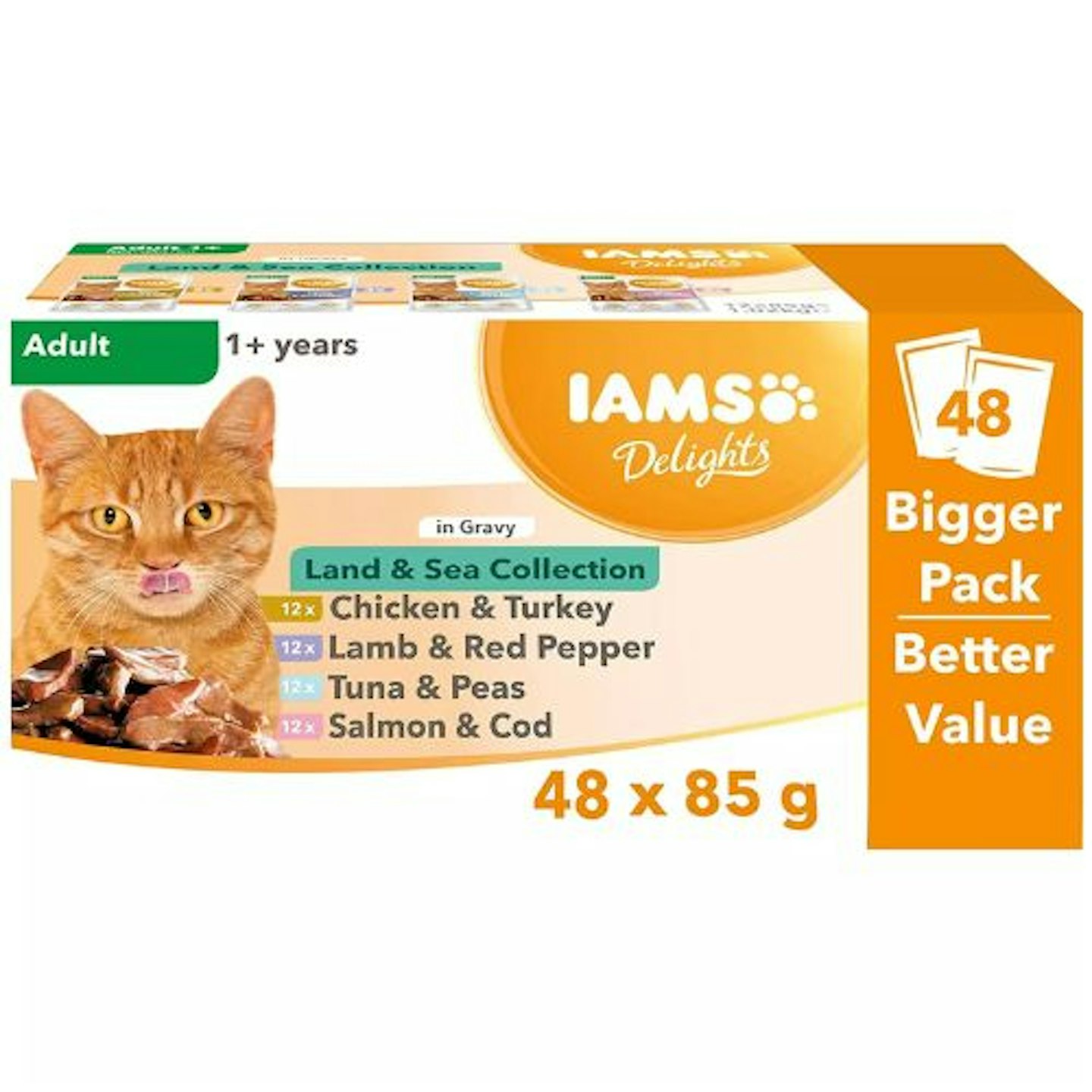 Iams Delights Wet Food Land and Sea Collection with Meat and Fish in Gravy