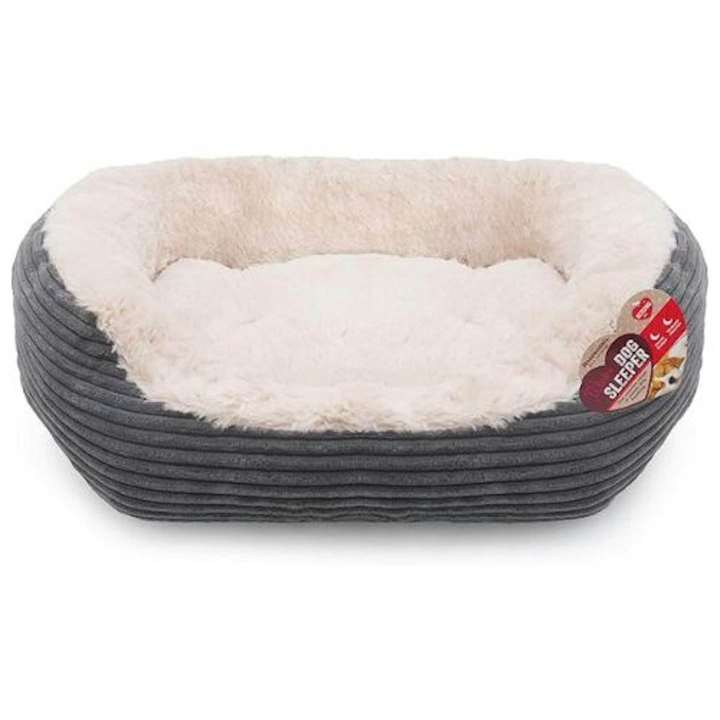 Rosewood Grey Jumbo Cord/Plush Oval Dog Bed