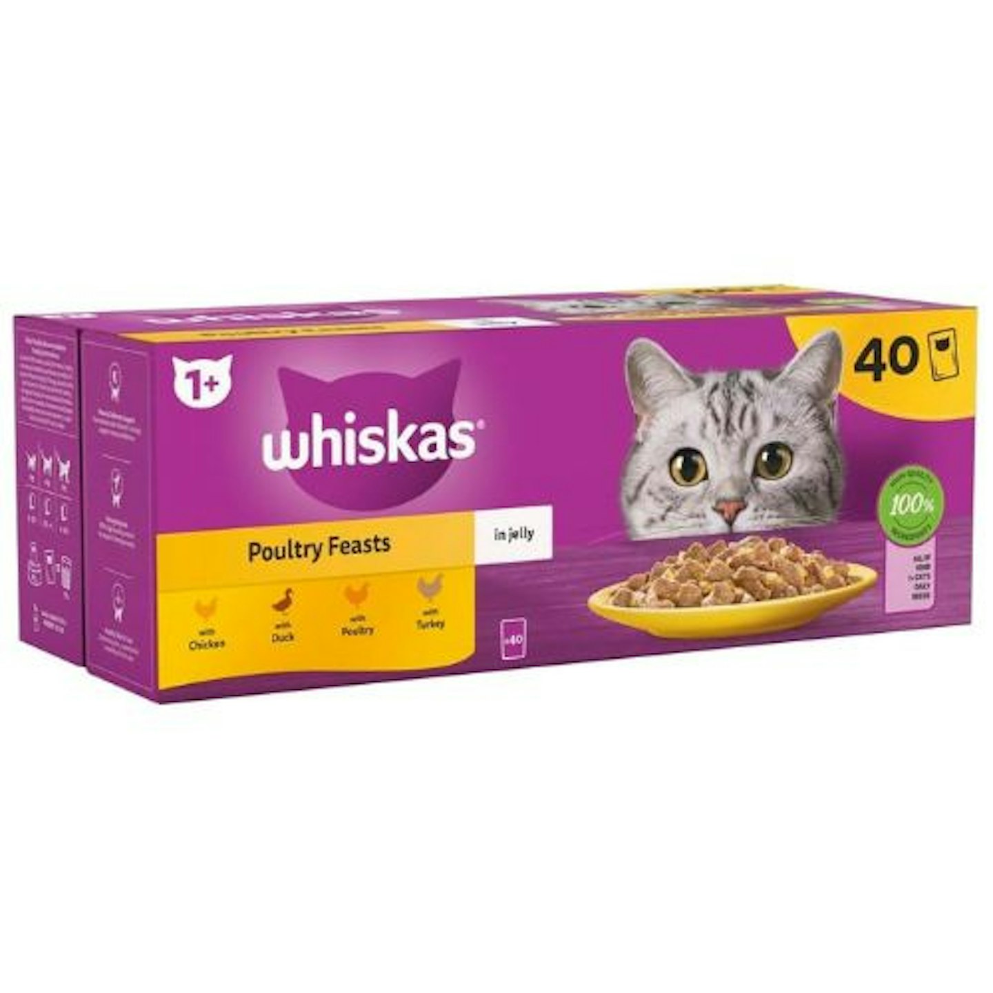 Whiskas 1+ Adult Poultry Selection in Jelly 40 Pouches