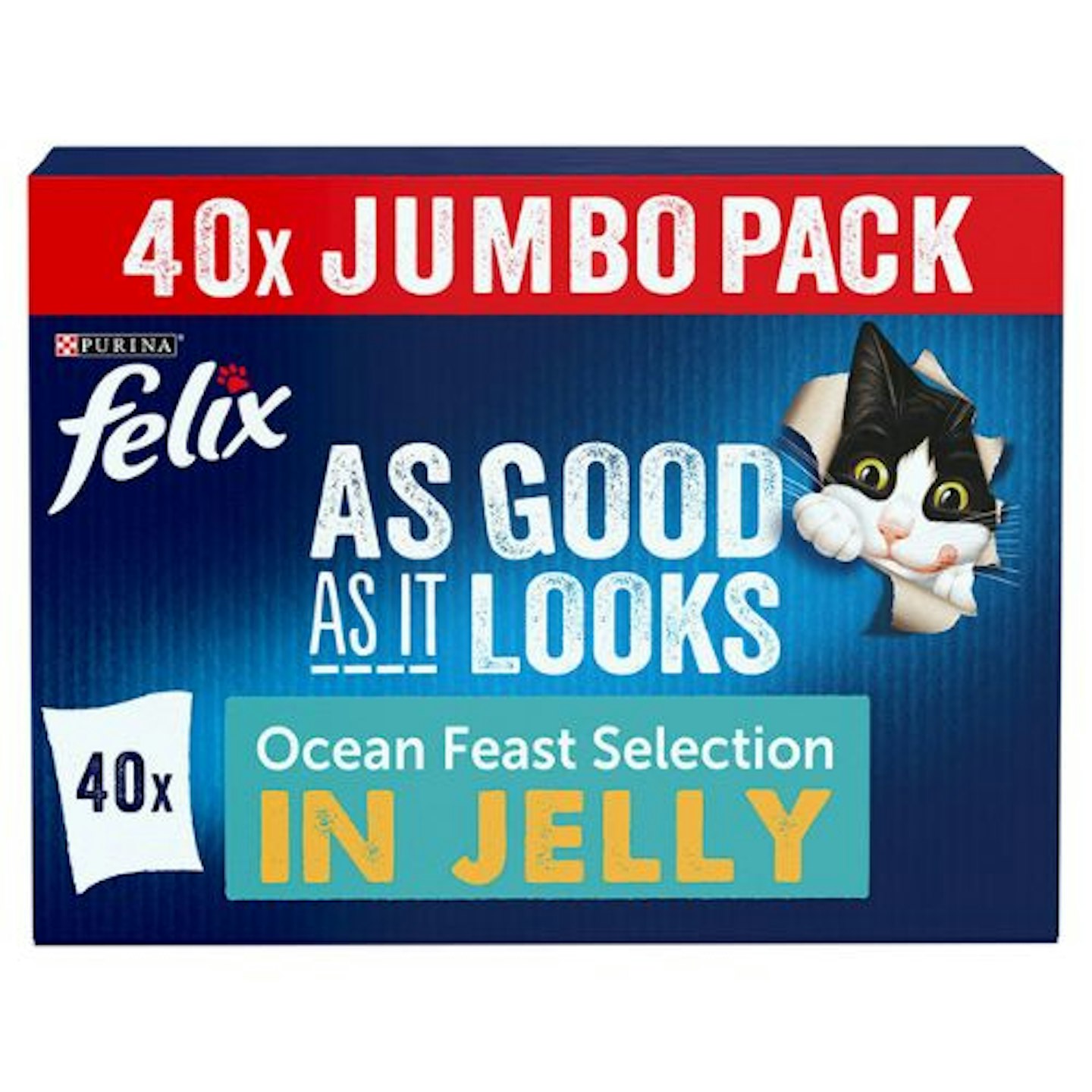 Felix As Good As It Looks Adult Wet Cat Food Ocean Feasts In Jelly, 40 x 100g