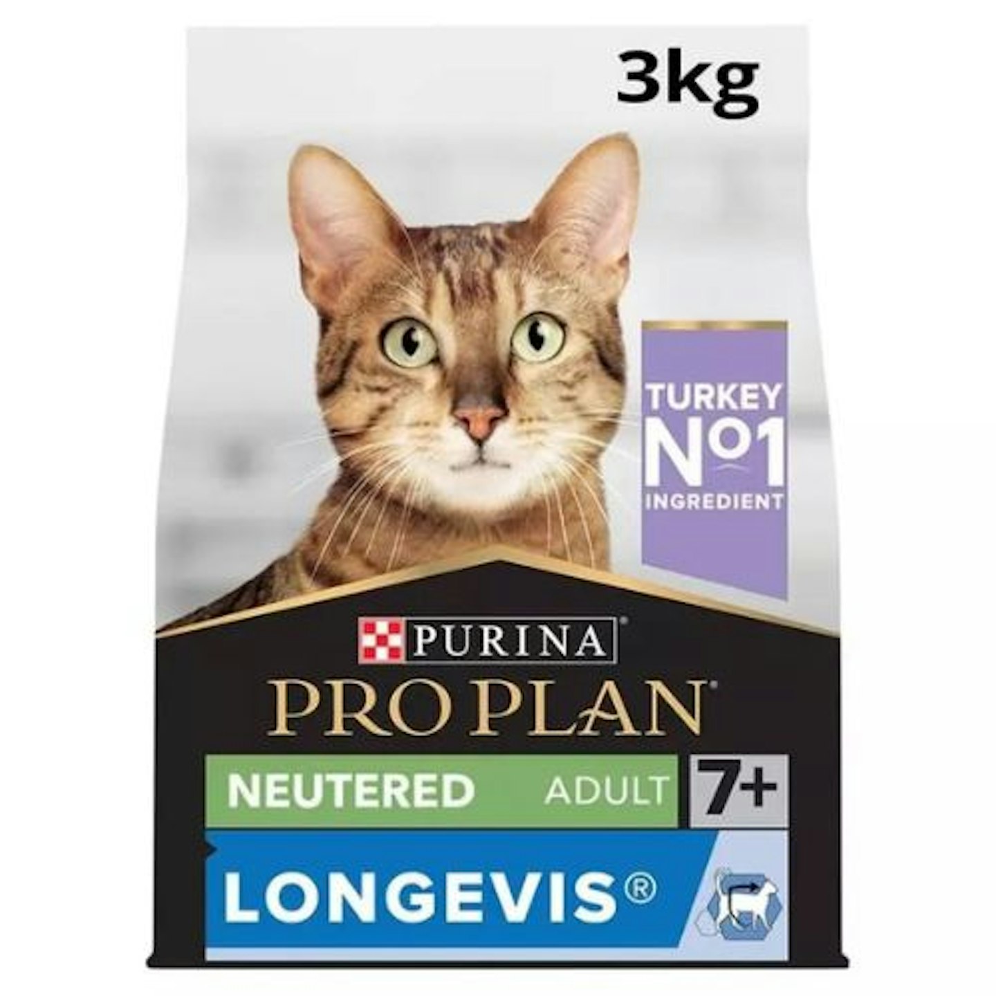 PRO PLAN Neutered Longevis Senior 7+ Turkey Cat Food, 3kg