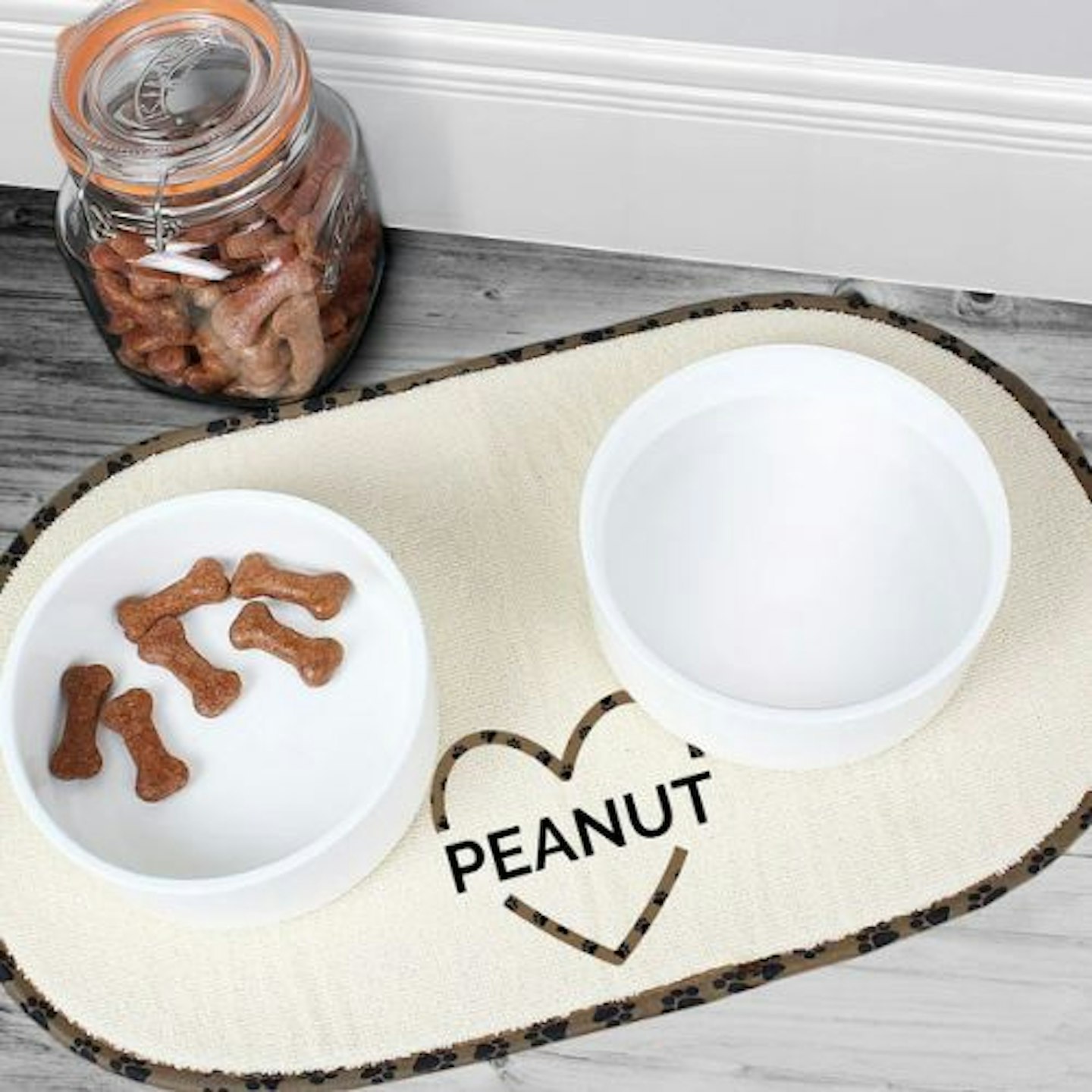 Personalised Love Heart Pet Bowl Placement