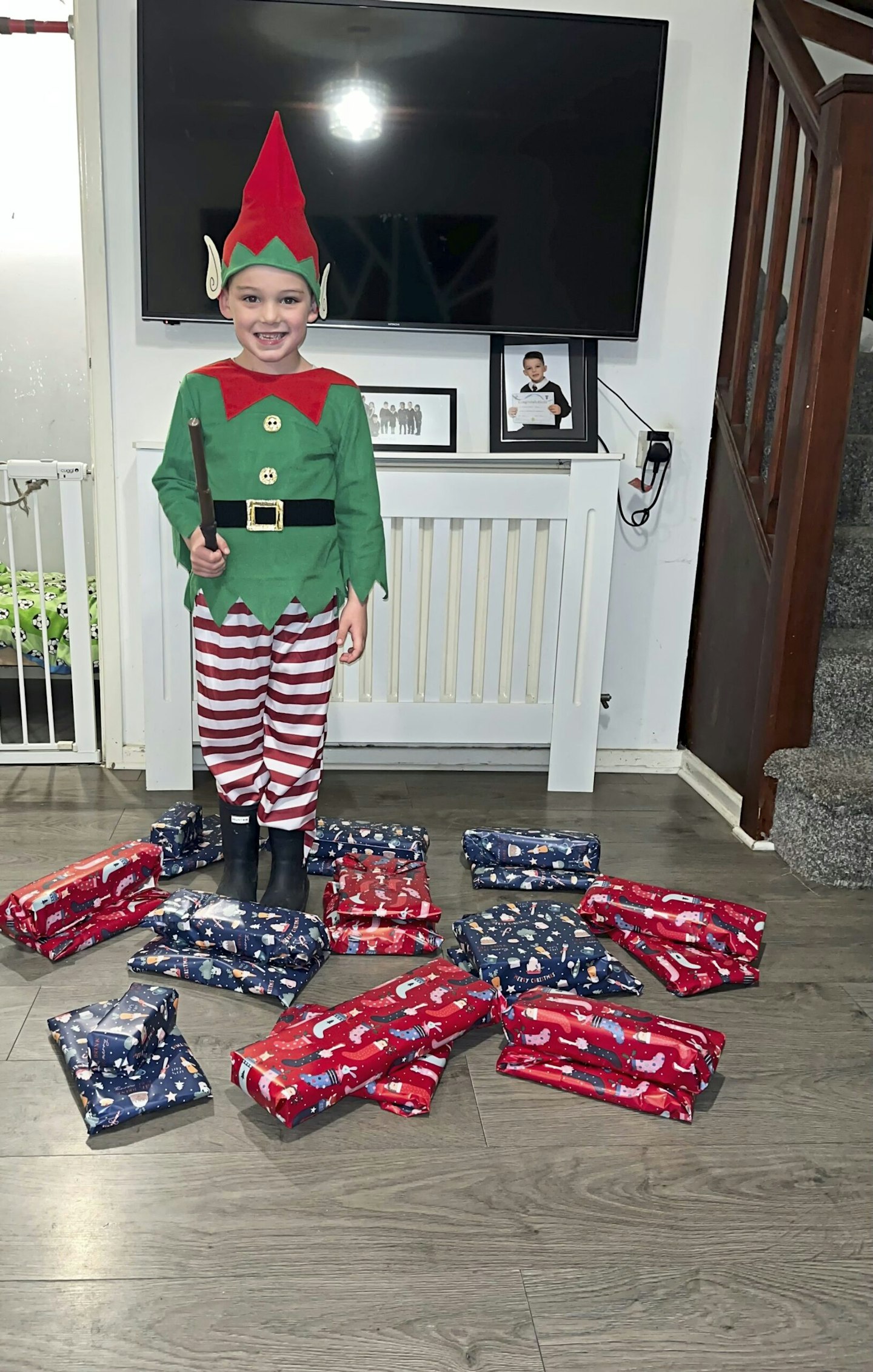 boys spends savings on presents for other kids