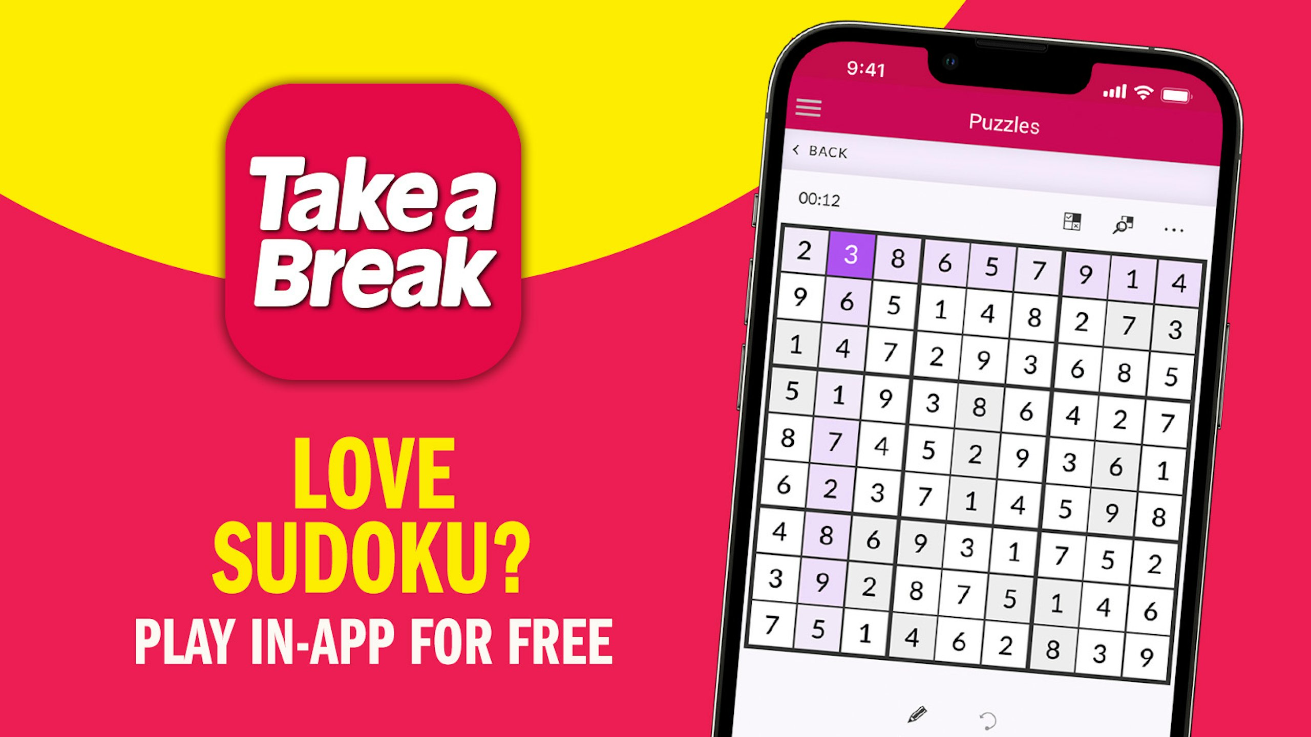 download the Take a Break app to play daily FREE sudoku