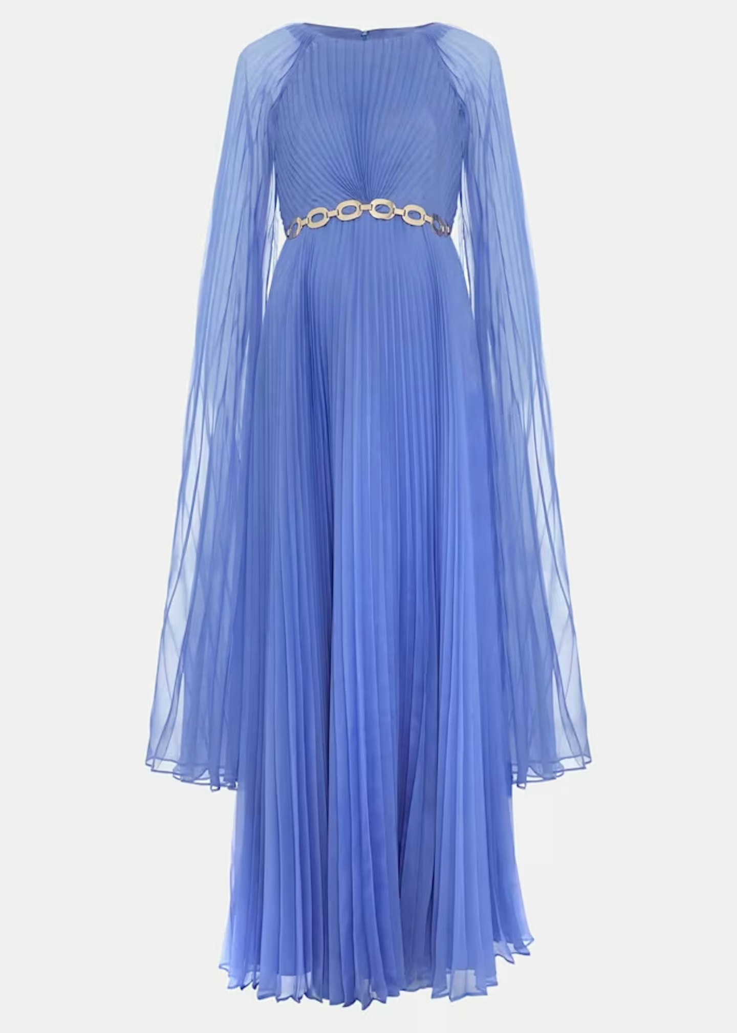 Marren Blue Chiffon Pleated Maxi Dress