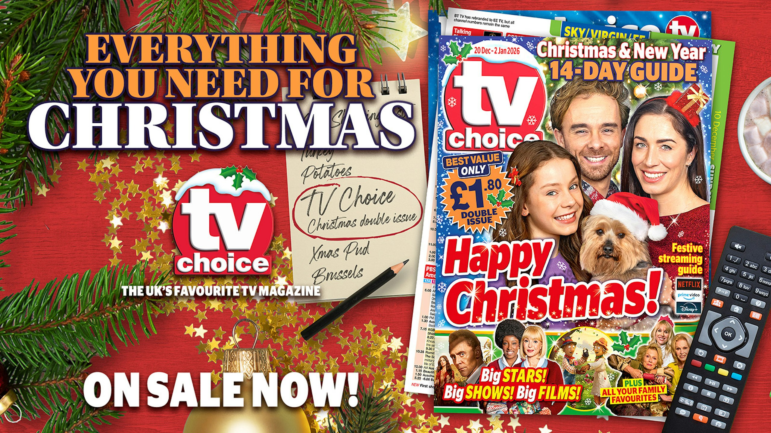 The TV Choice Christmas double issue is on sale now