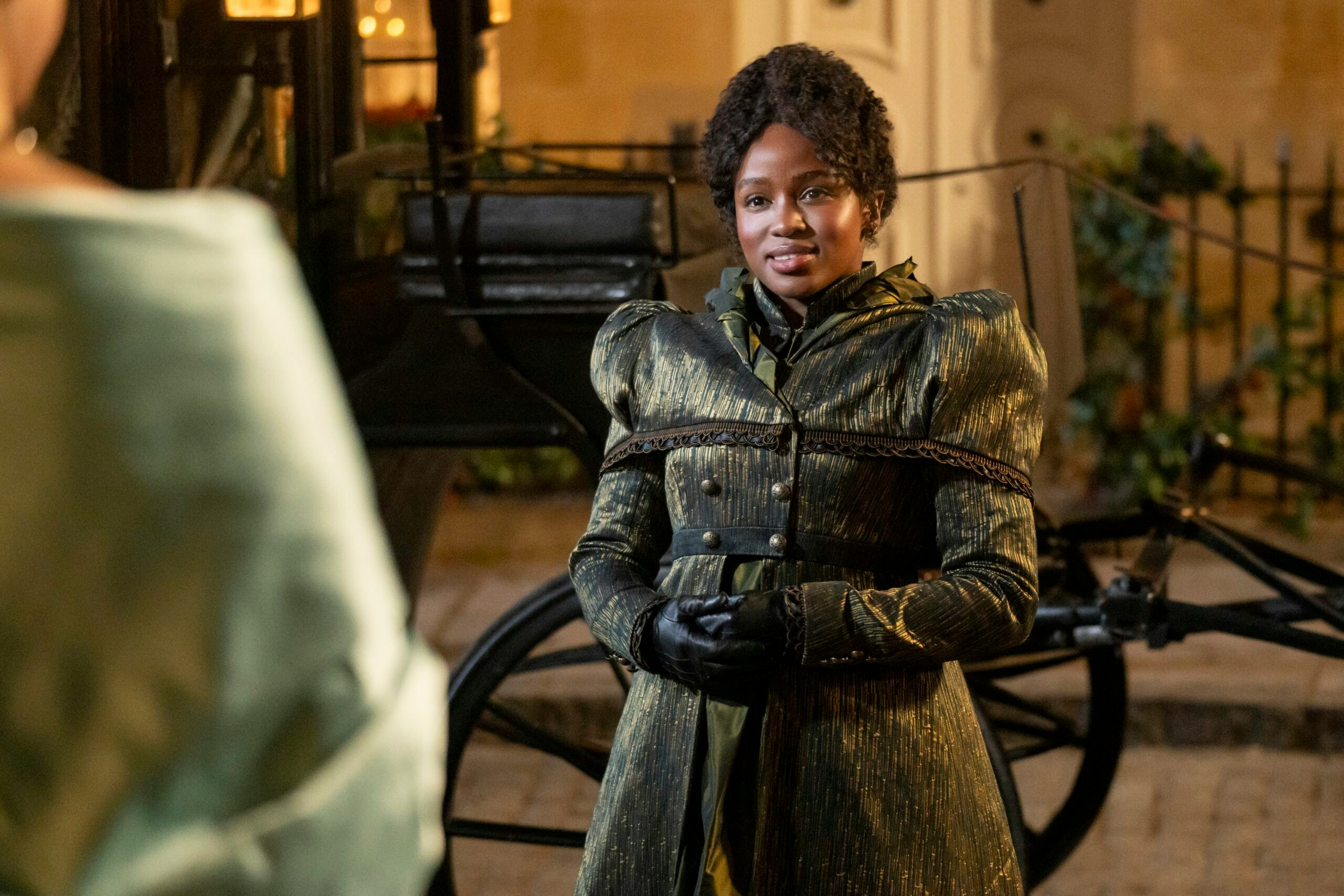 Masali Baduza as Michaela Stirling in Bridgerton.