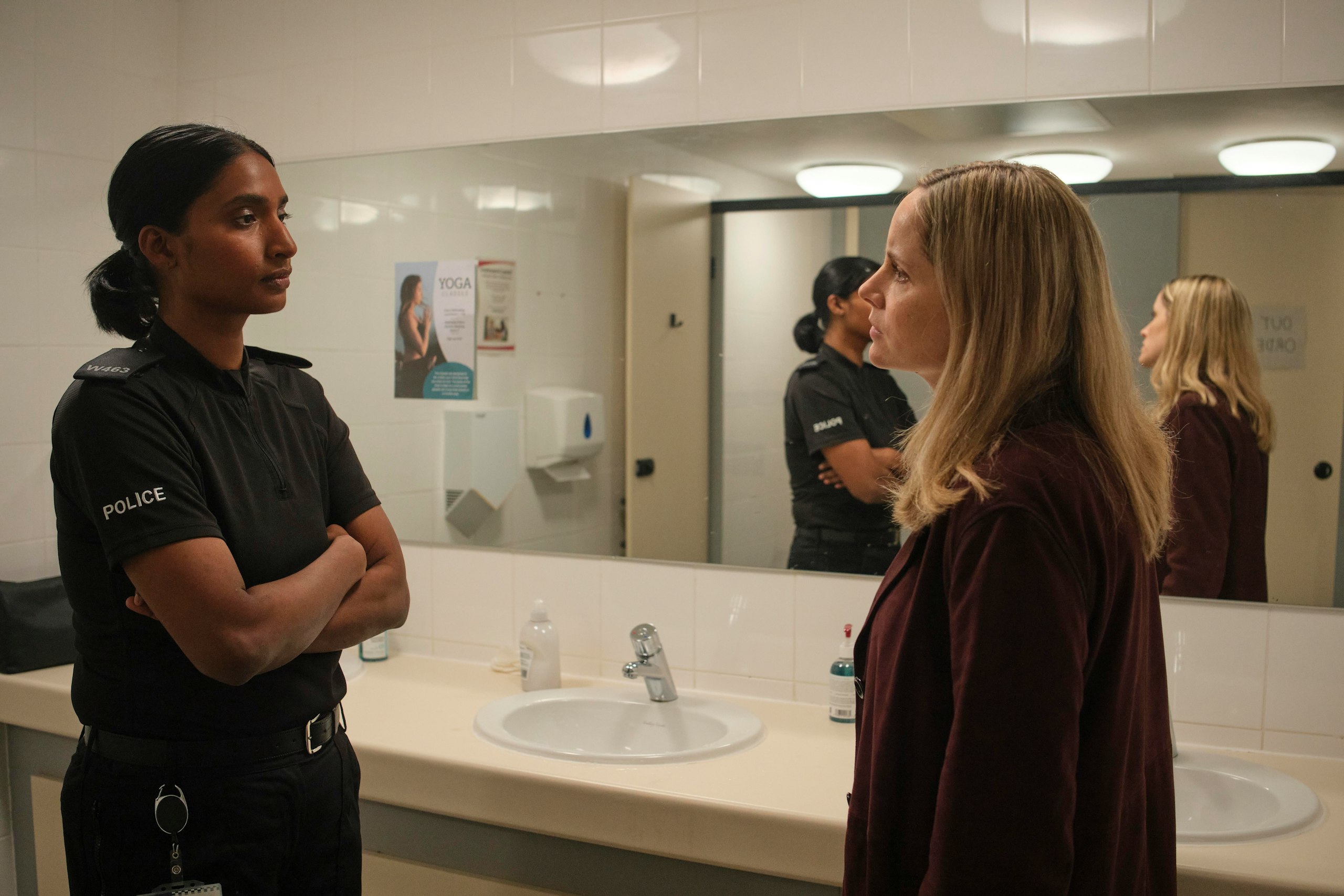 Sophie Rundle as Joanna Marshall and Tripti Tripuraneni as Deepa Das in After the Flood S2