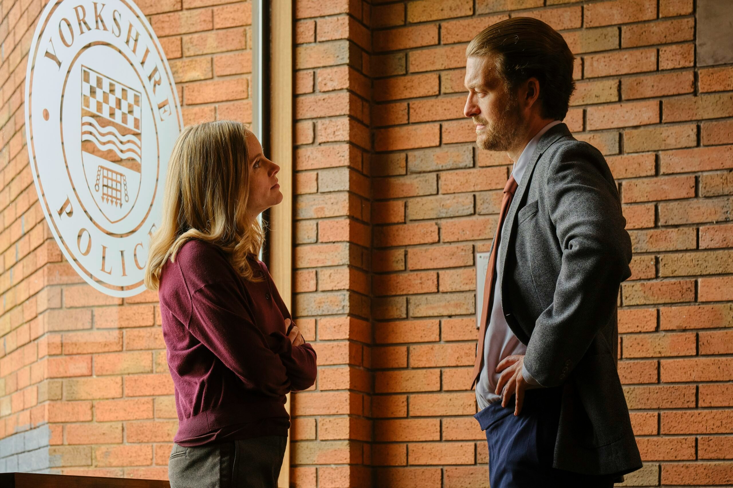 Matt Stokoe as Pat Holman and Sophie Rundle as Joanna Marshall in After the Flood S2