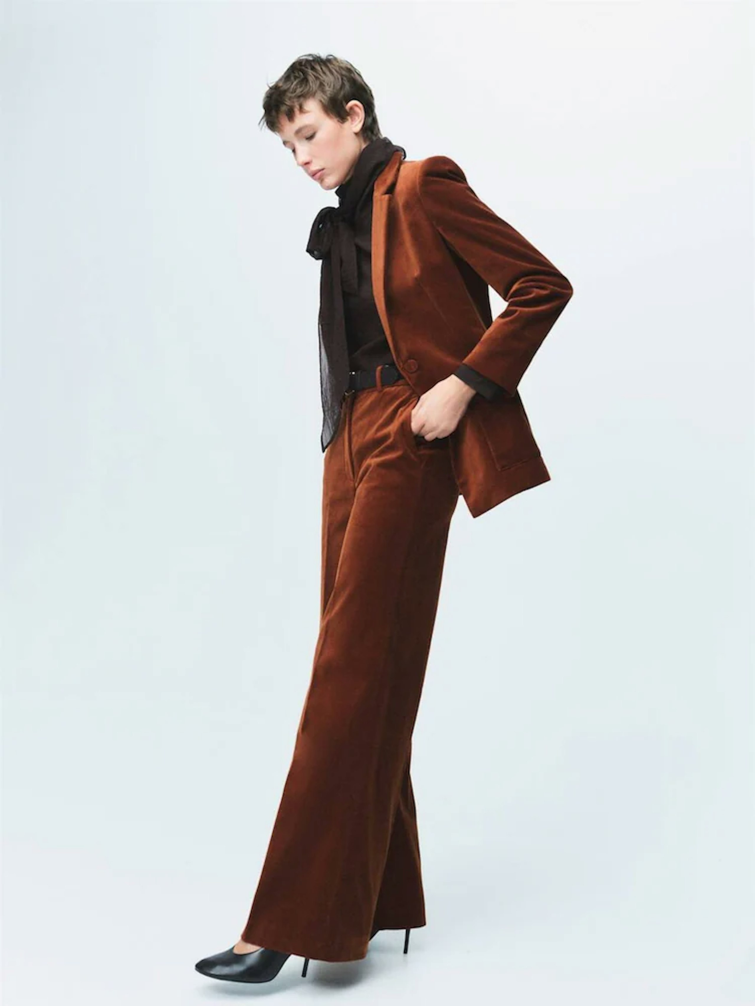 Mango Red Velvet Suit Trousers