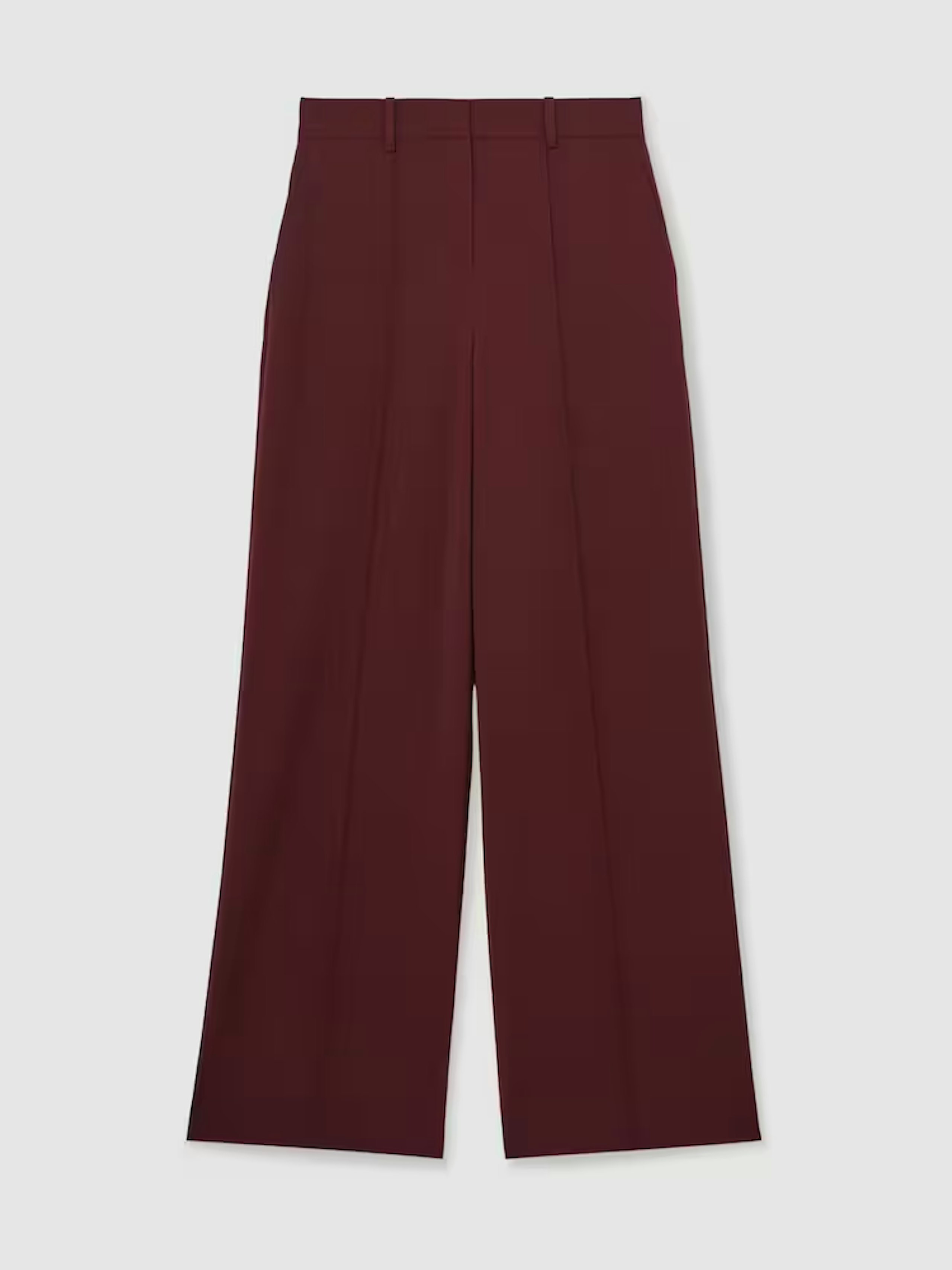 Reiss Wide-Leg Pintuck Trousers in Burgundy