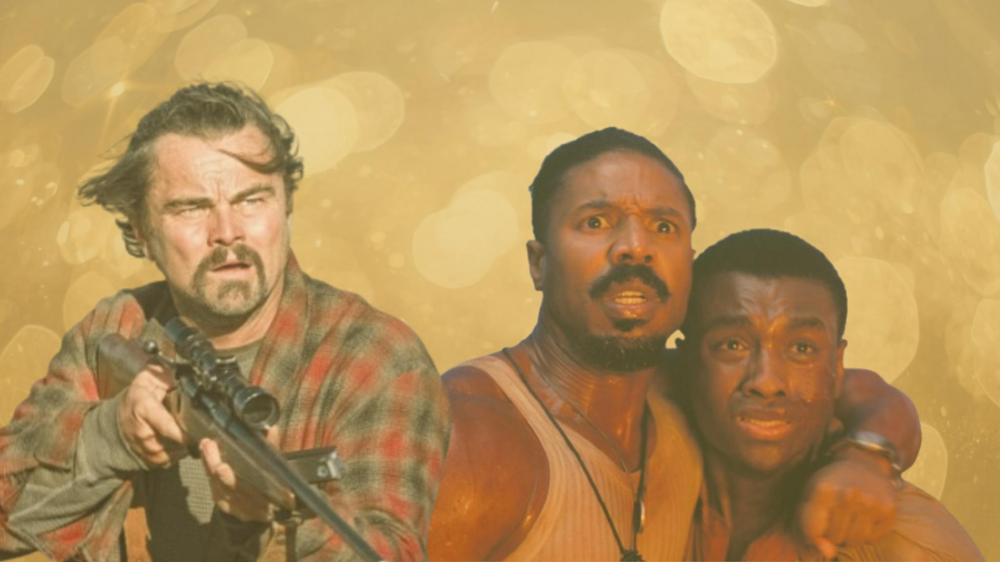 Leonardo DiCaprio in One Battle After Another; Michael B. Jordan and Miles Caton in Sinners