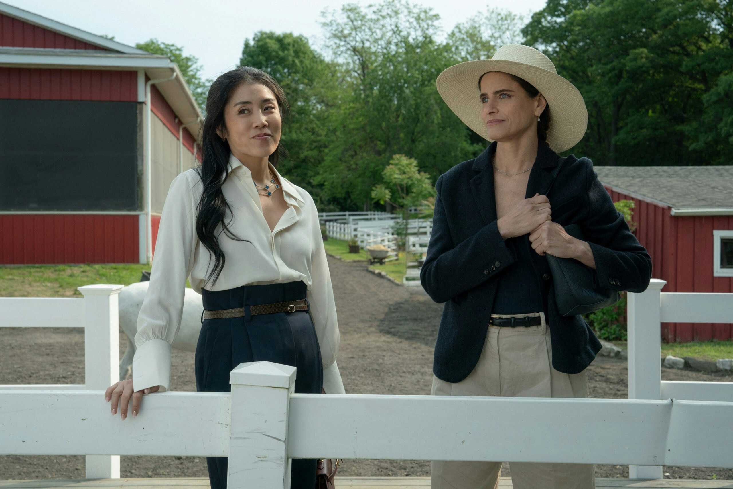 Eunice Bae as Grace Choi and Amanda Peet as Melanie Cooper in Your Friends & Neighbors