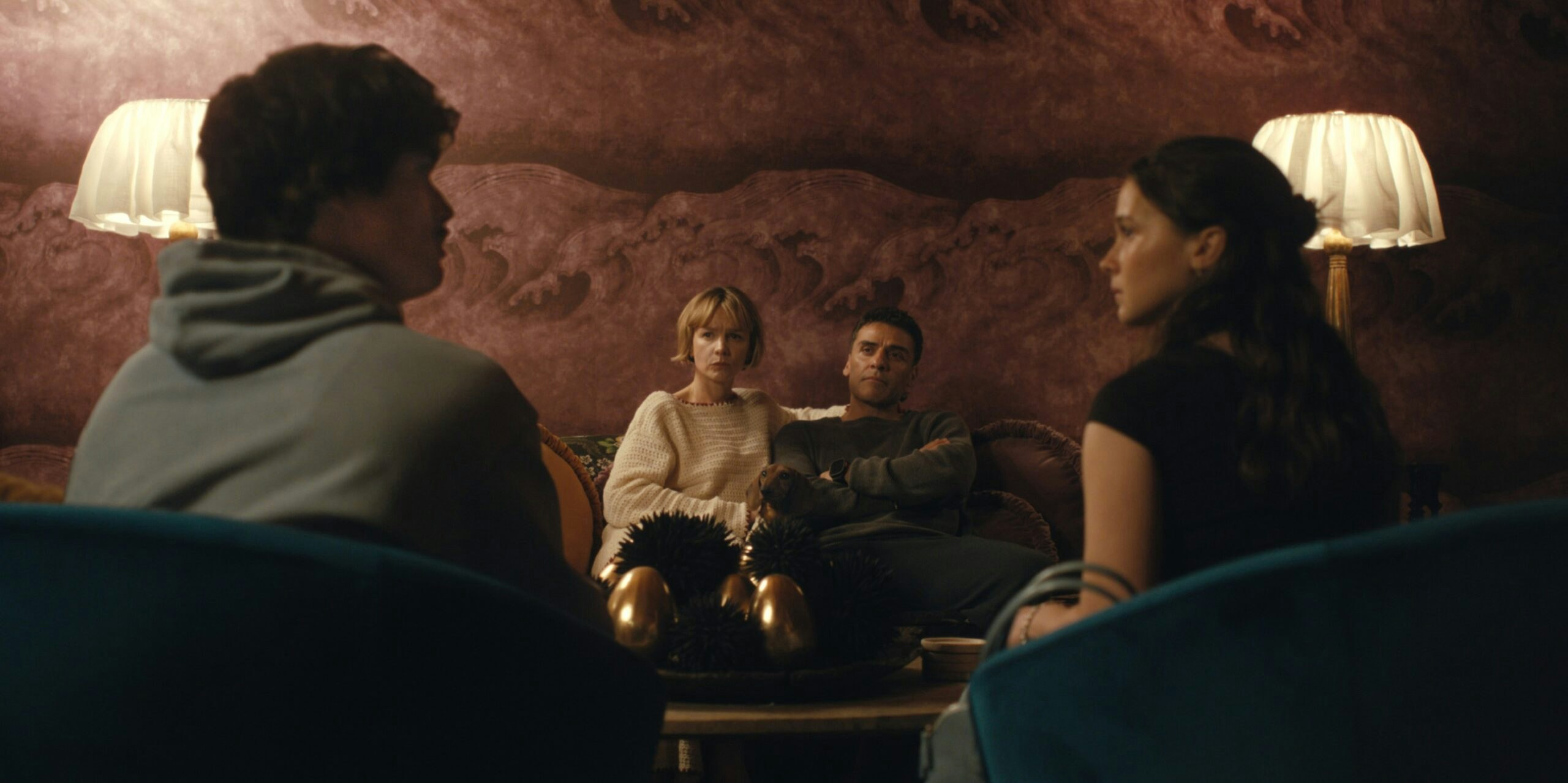 Charles Melton, Carey Mulligan, Oscar Isaac and Cailee Spaeny in Beef
