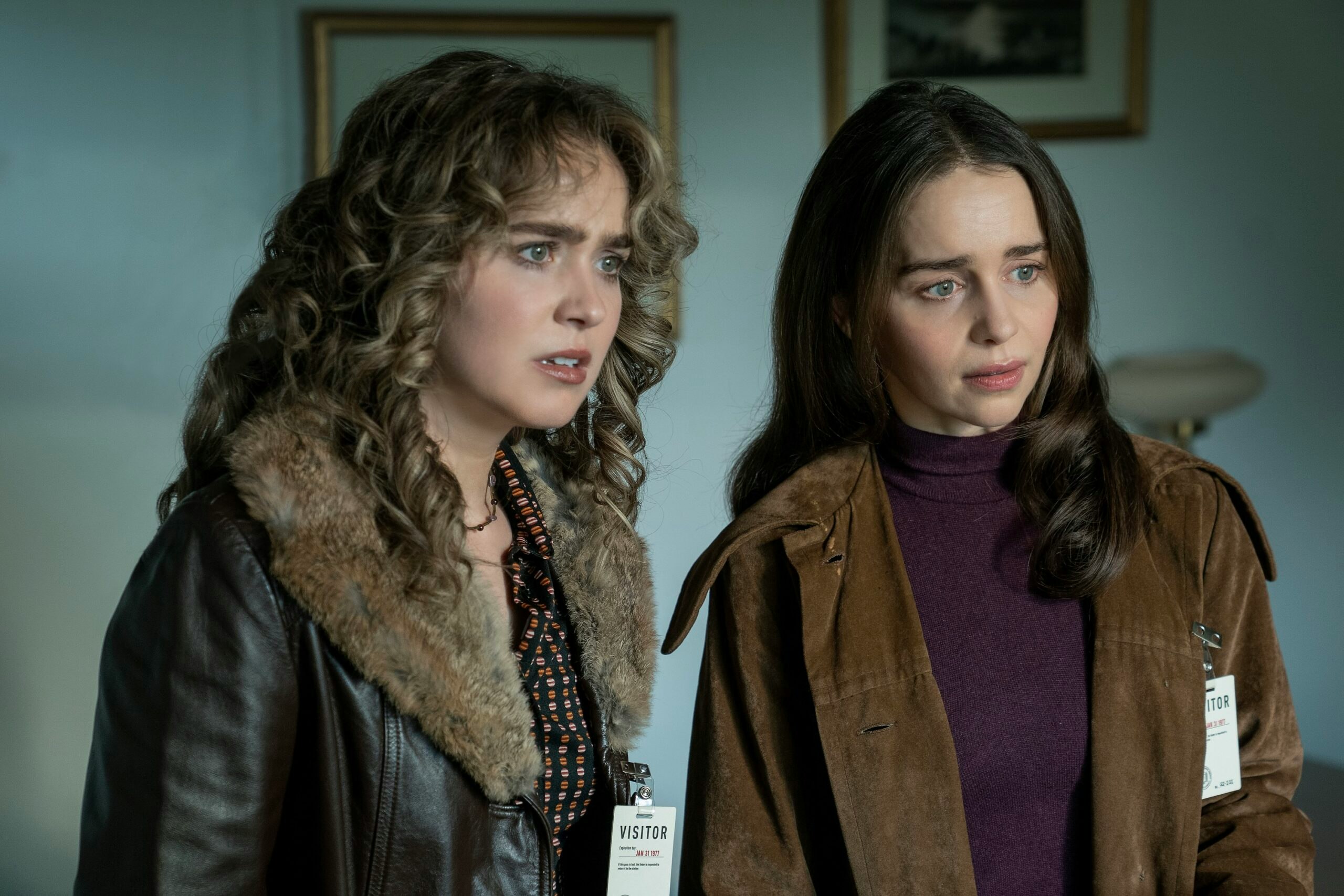 Emilia Clarke (right) as Bea in Ponies