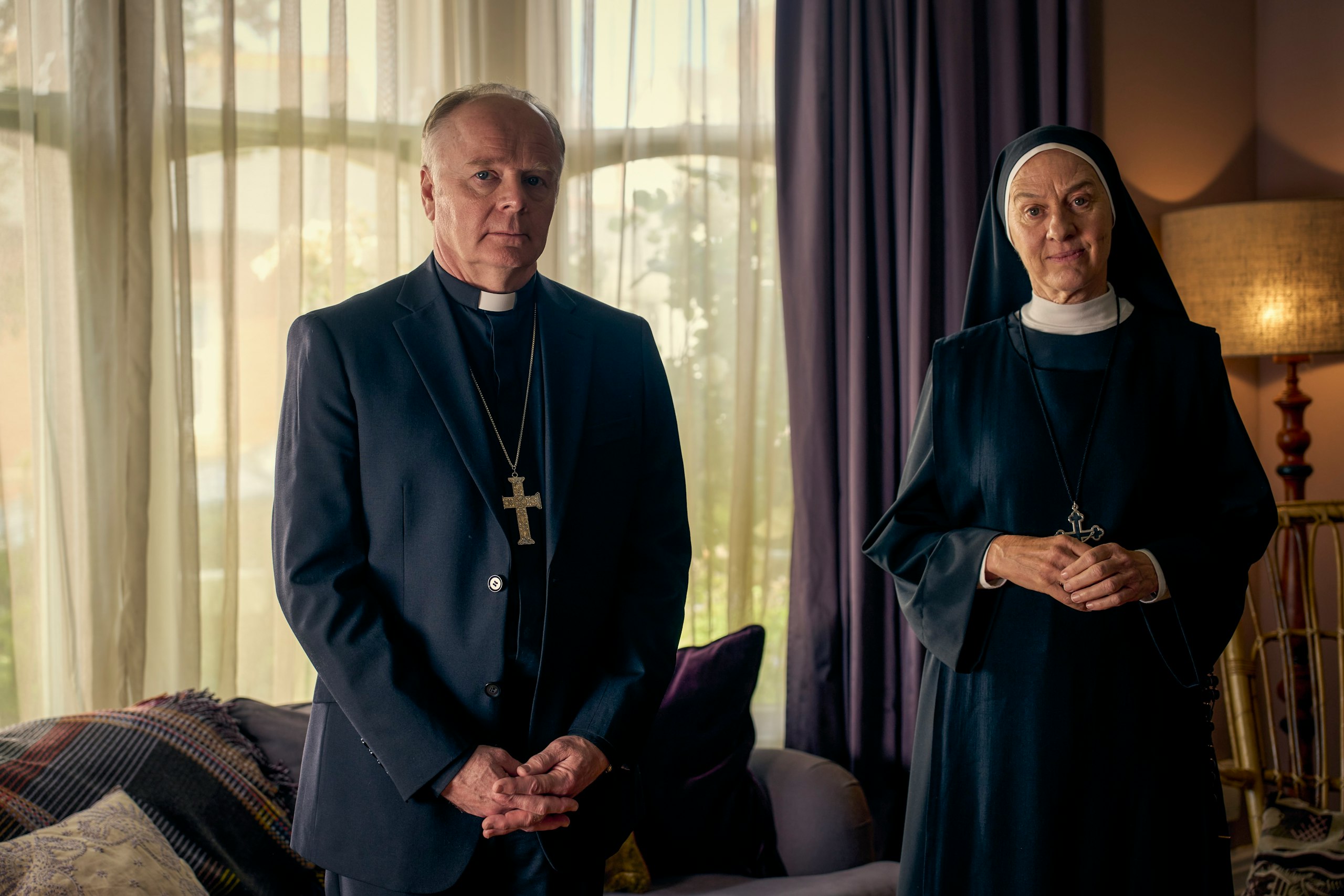 Jason Watkins (left) as Peter in Falling