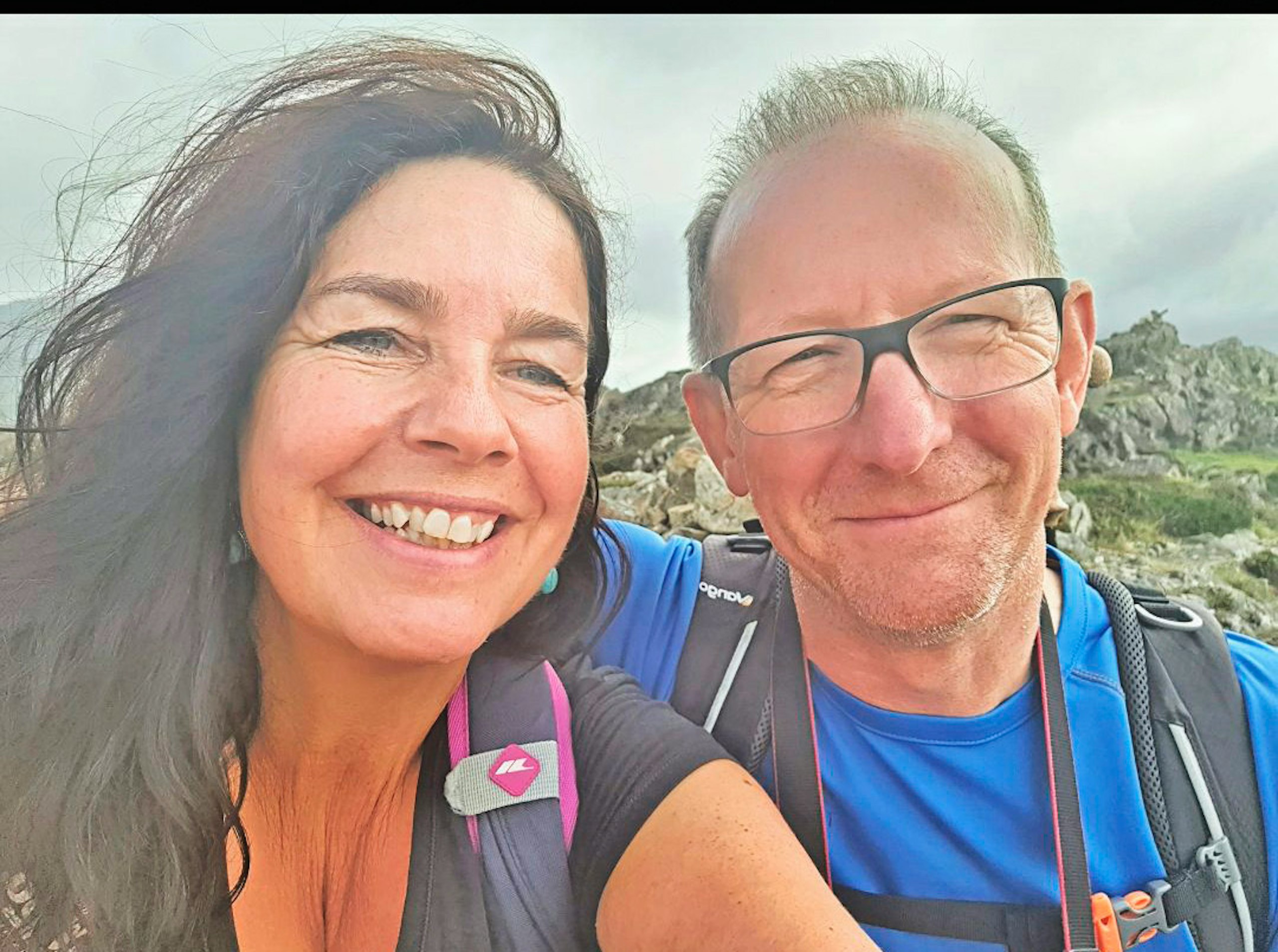 Julie and Andy walking together