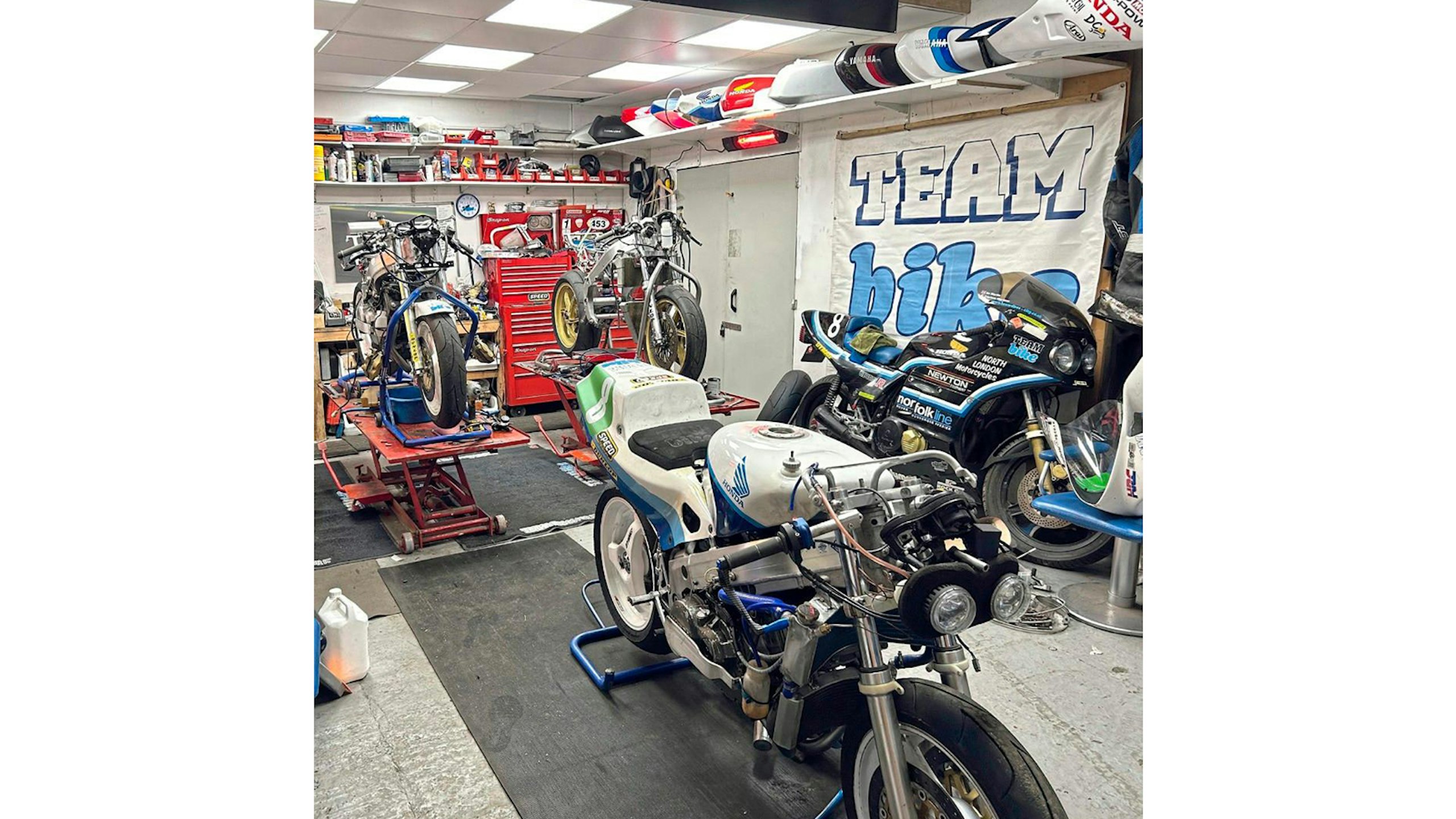 Trio of RC30s share a workshop with Team Bike’s 1983 CB1000R