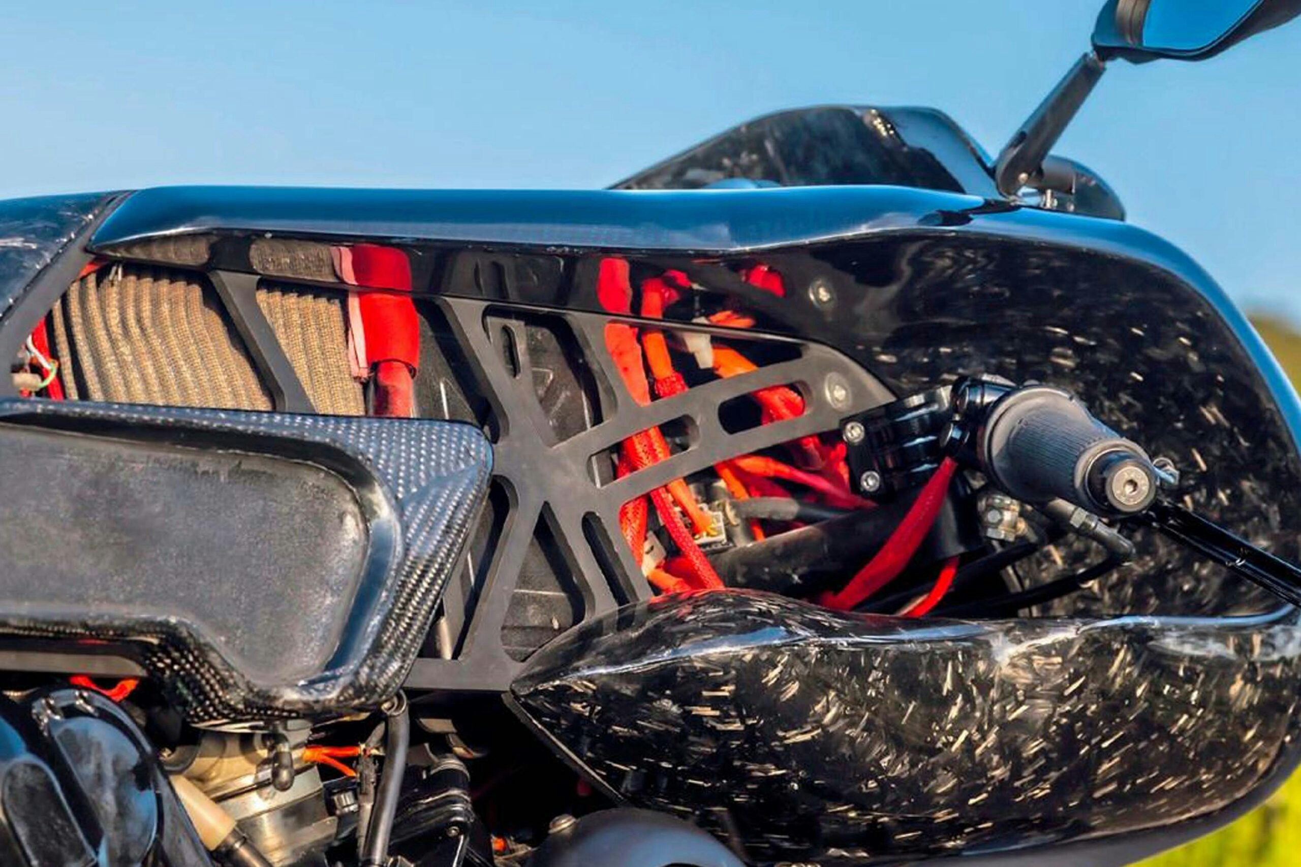 Air filter held in place by laser-cut plates that cost just £35 per side