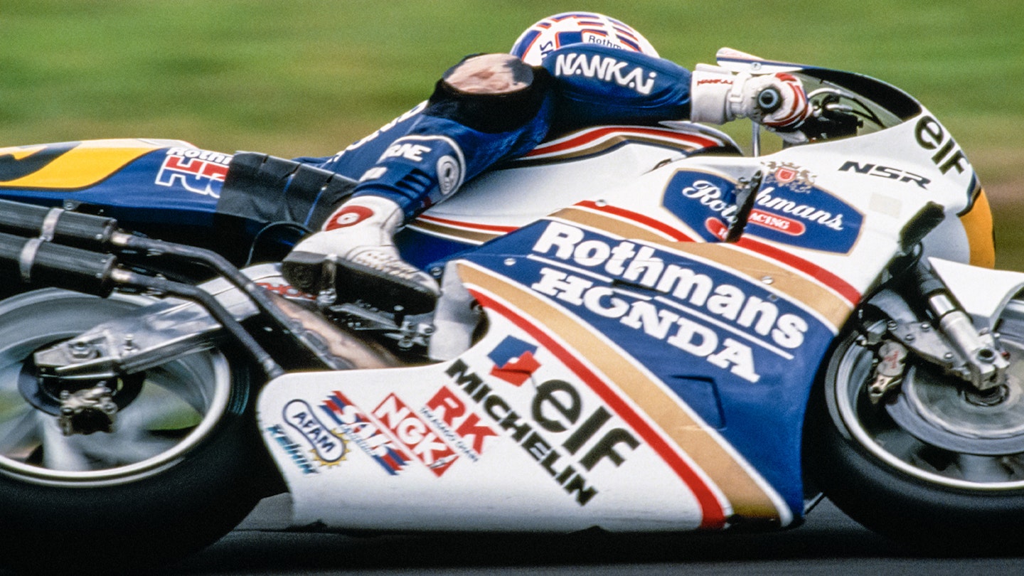 Wayne Gardner on the Rothmans-sponsored Honda NSR500