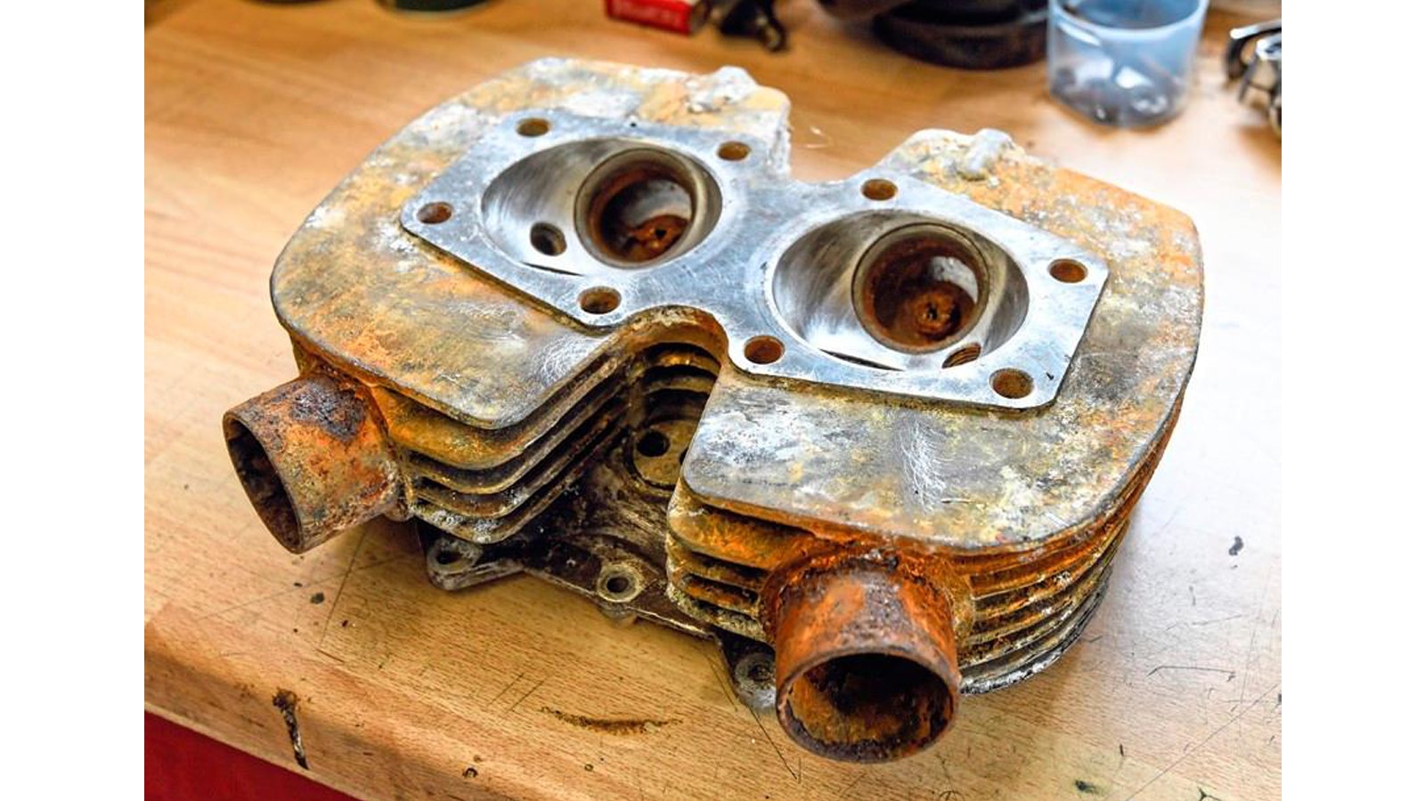 Not hard to spot the influence of British bike manufacturers in parts such as the Triumph-alike cylinder head and cam followers.