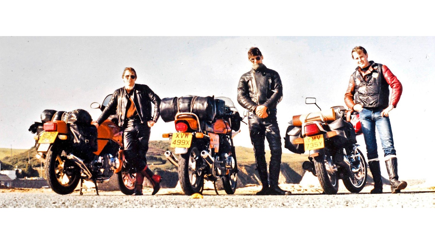 En route to a camping weekend on Exmoor in 1985. Keith (centre) with mates Lanny Parker (left, Laverda RGS) and Malcolm Smith (Honda CX650). The rest of the weekend was a bit of a blur...