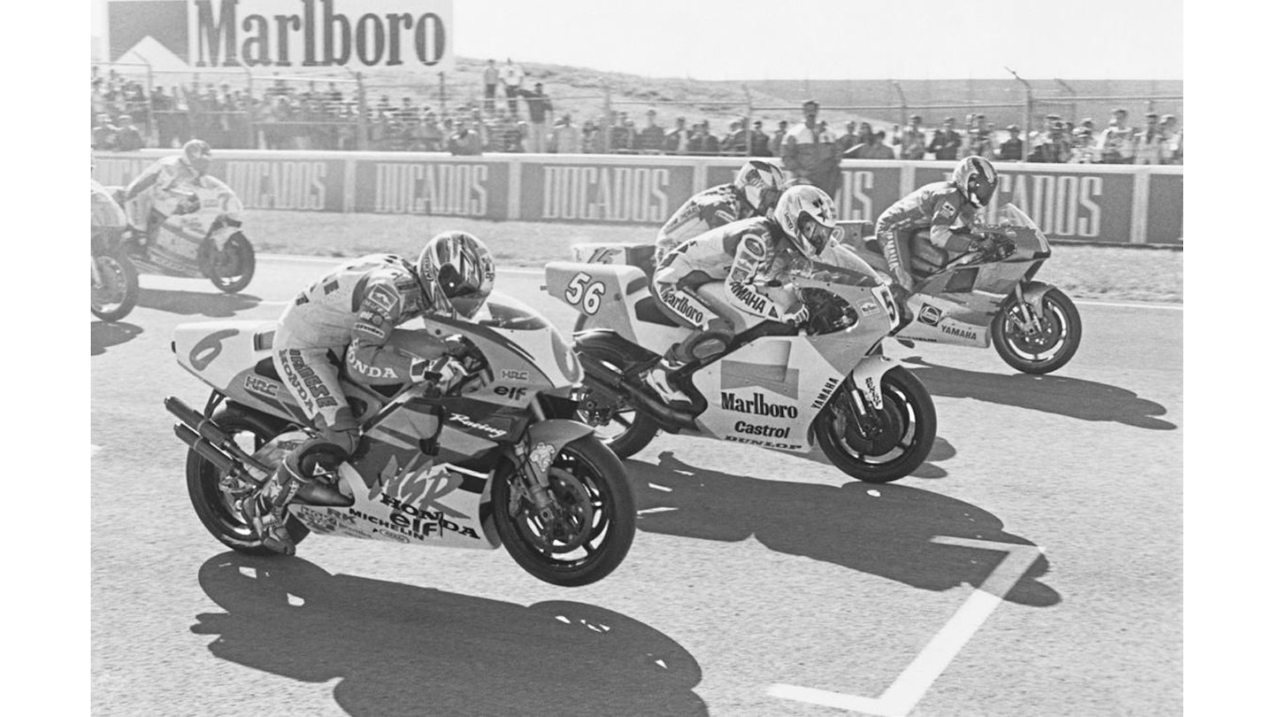 John (#15) qualified third in the 1994 Superprestigio in Albacete behind Alex Creville and Norick Abe, but ahead of Randy Mamola and dozens of other GP stars