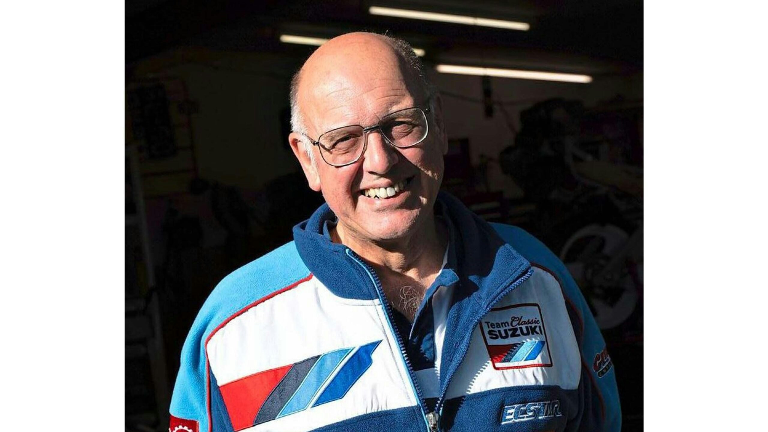 Paul outside his workshop where he carries out bike restorations (mostly Suzukis)