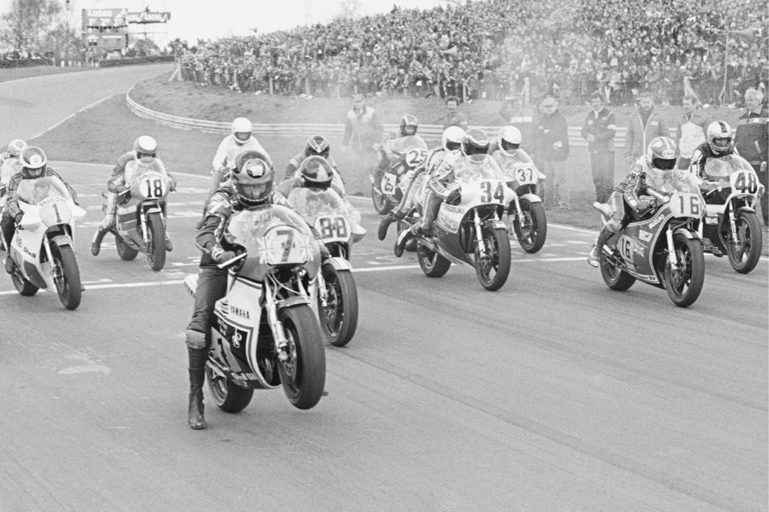 By the second of the Transatlantic Races in 1982 (at a packed Mallory Park), Paul was spannering for Keith Huewen (#16). Not bad going – at the first round he’d been working in a dealership…