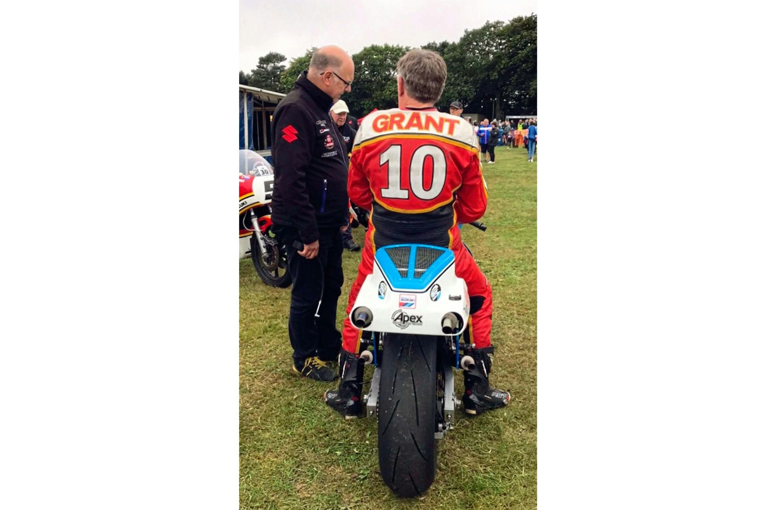Friends reunited. Paul chats to old mate Mick Grant at a Scarborough parade event