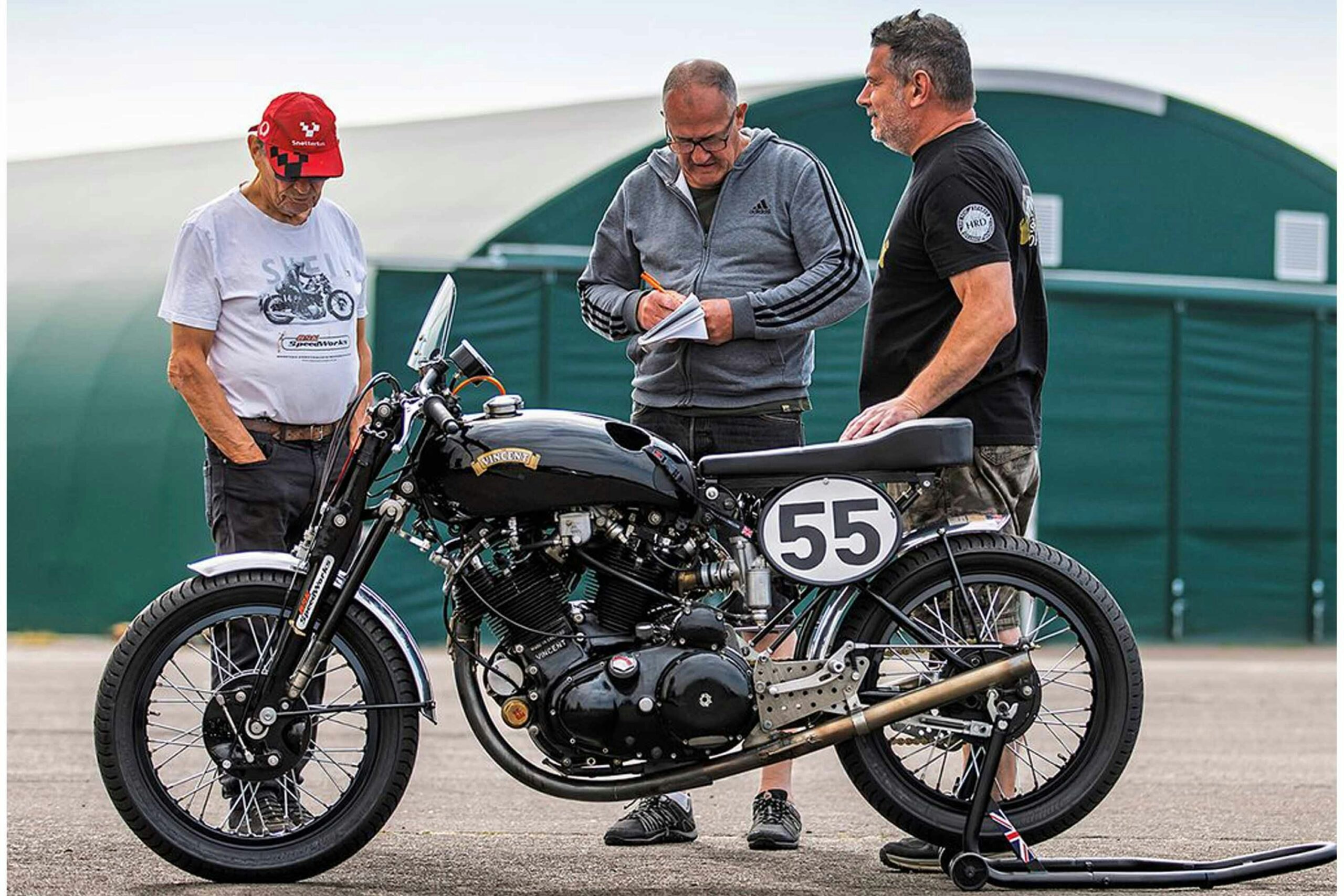 Kingham (right) talks CB’s MG around his pride and joy