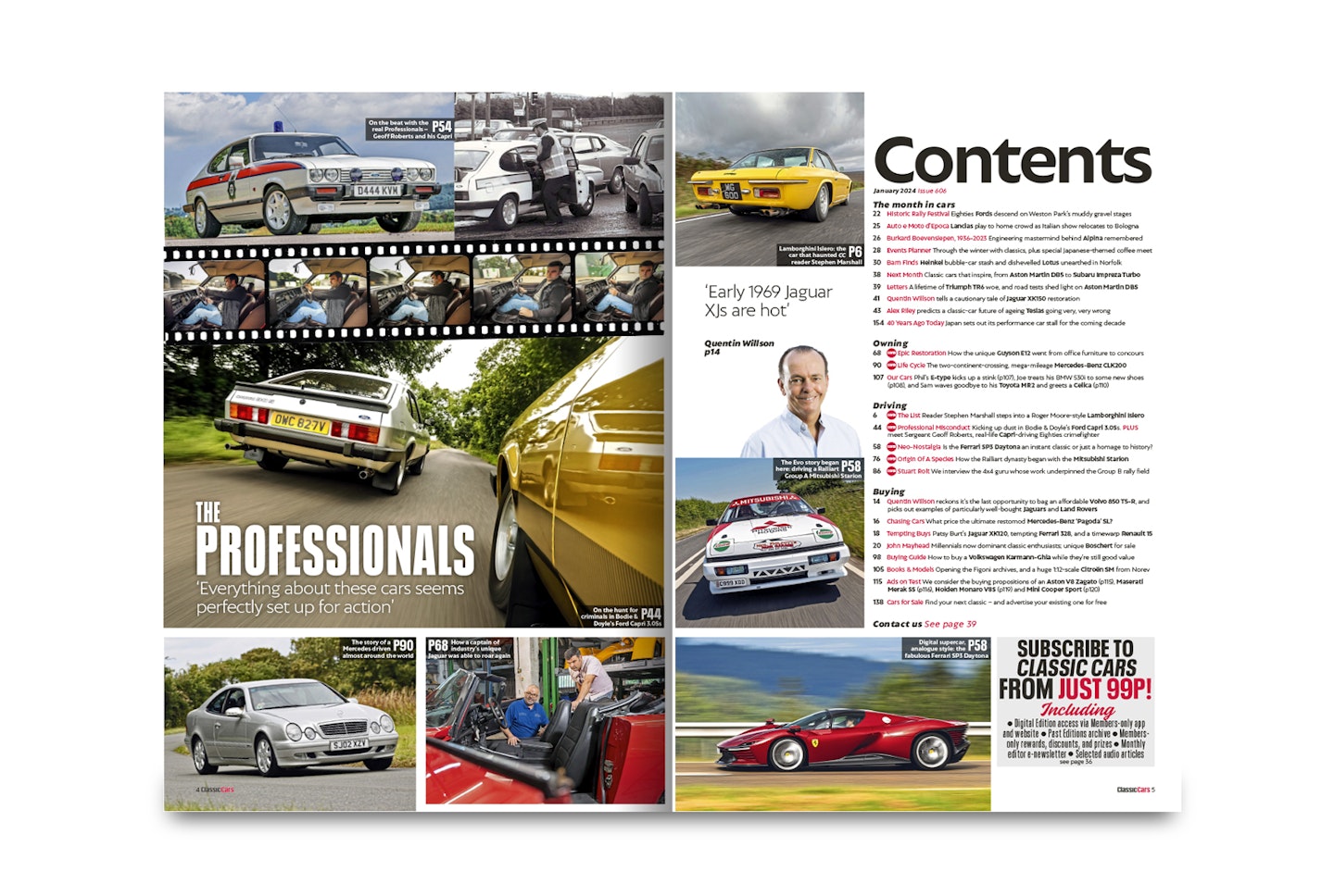 Classic Cars January 2024 edition contents
