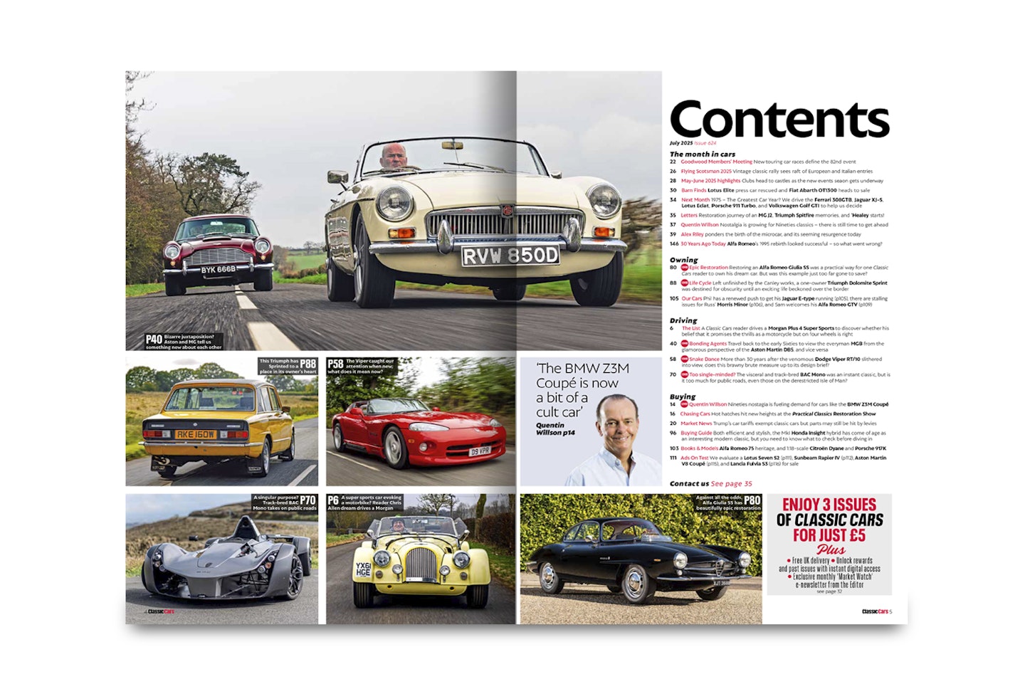 Classic Cars July 2025 contents