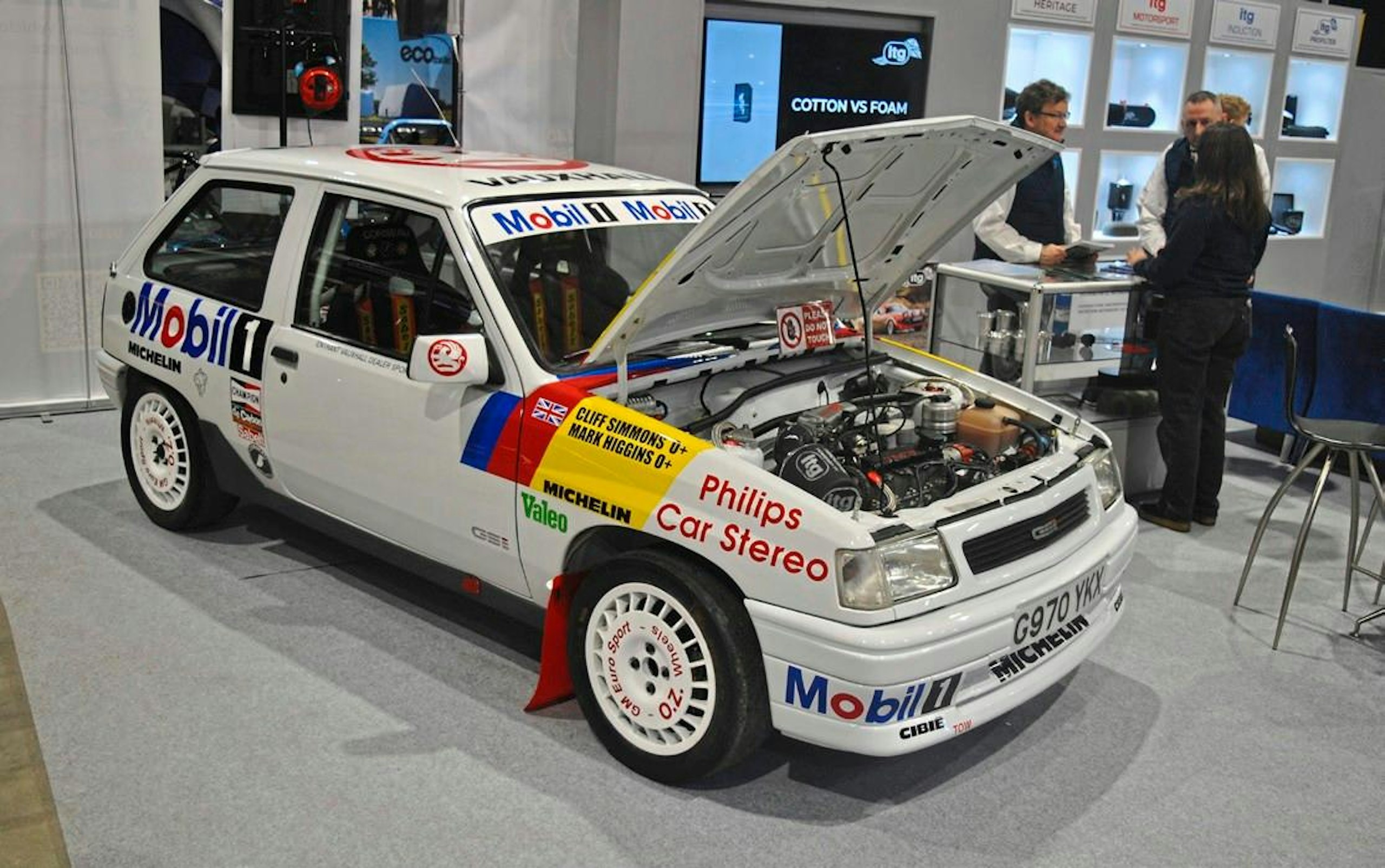 Car with bonnet up