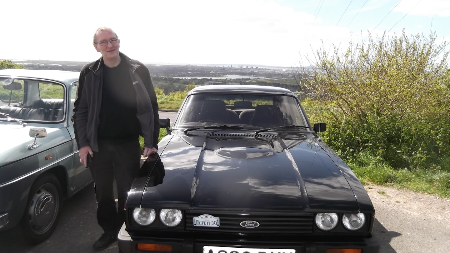 Dave Wood from Southampton driving his 1983 Ford Capri 2.8i at Portsdown Hill.