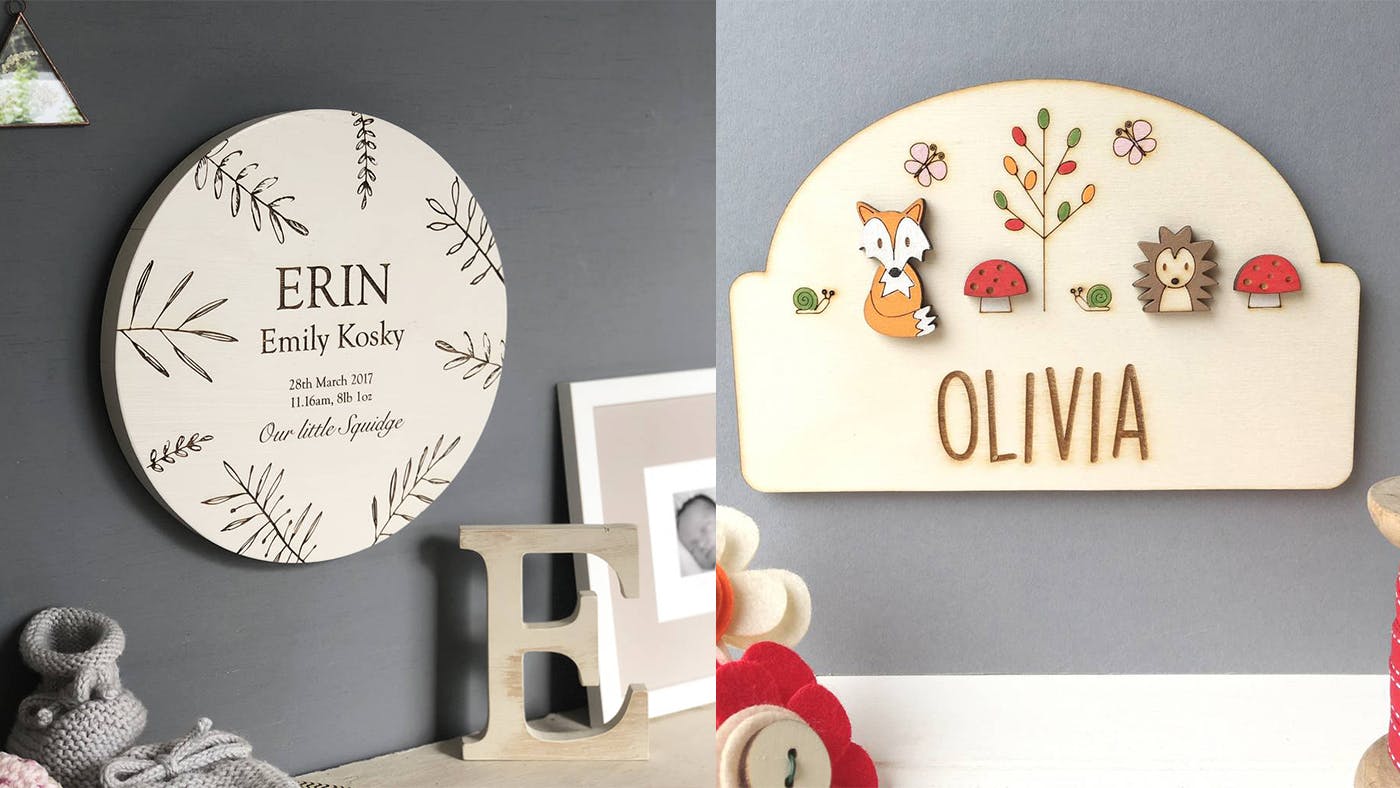 Oak Circle Name Sign Any Colour Nursery Decor Personalised wooden Name plaque 