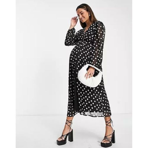 Queen Bee maternity wrap dress with nursing panels in black