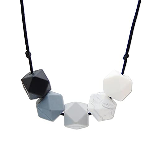 Baby Proof Necklaces for Moms Black & White Safe for Baby ima-jewelry BPA Free Silicone Teething Necklace for Mom to Wear