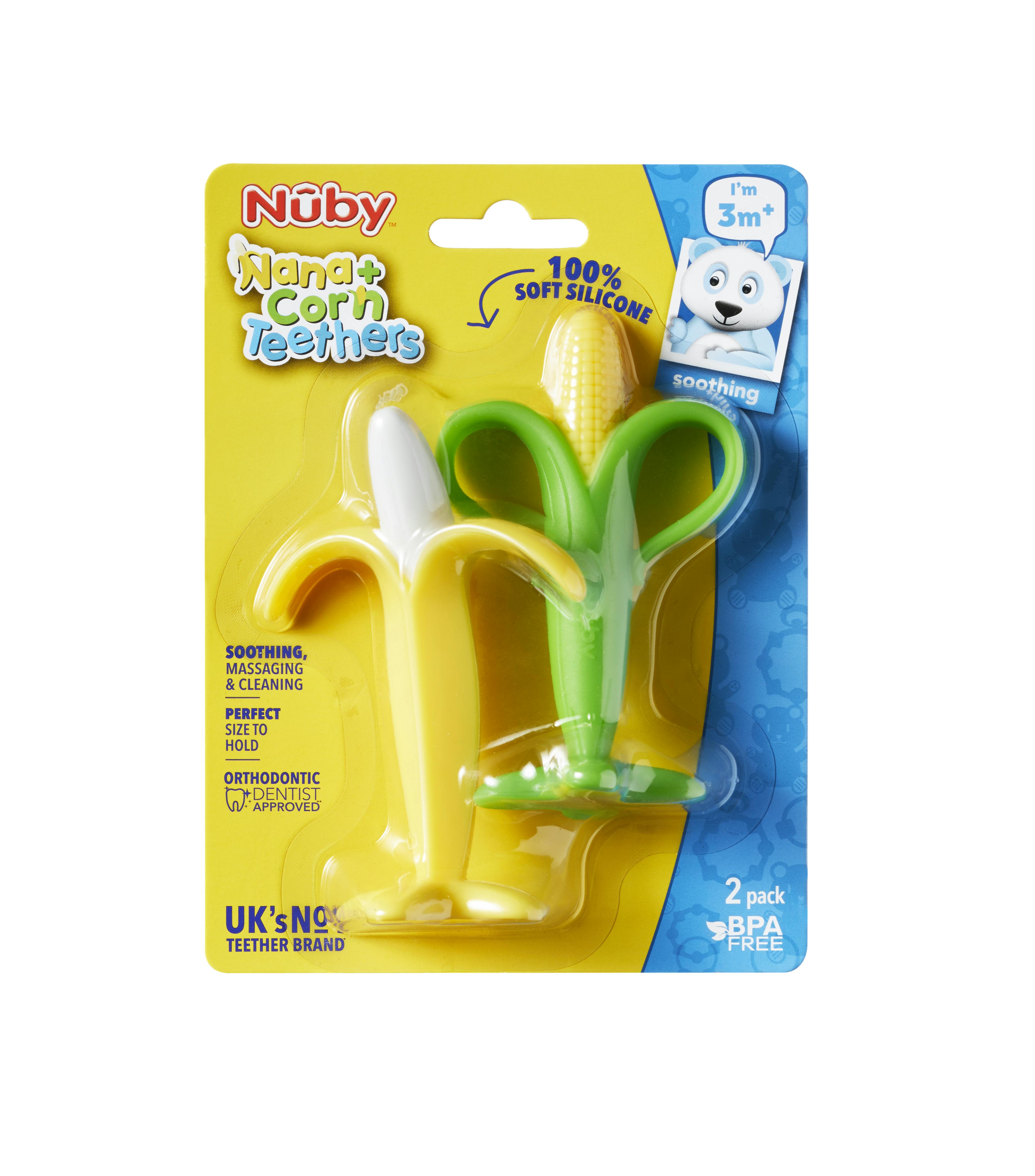 Nuby Nana And Corn Soothing Teethers 2 Pack 